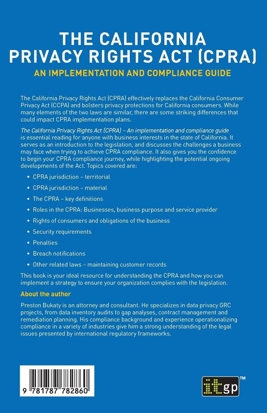Rückseitencover The California Privacy Rights Act (CPRA)