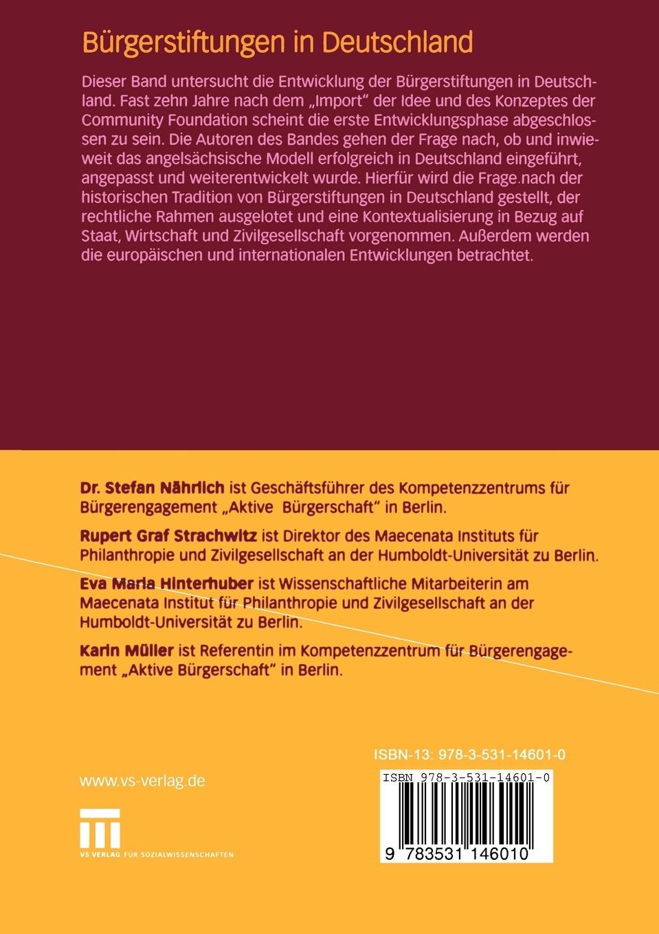 Rückseitencover Bürgerstiftungen in Deutschland