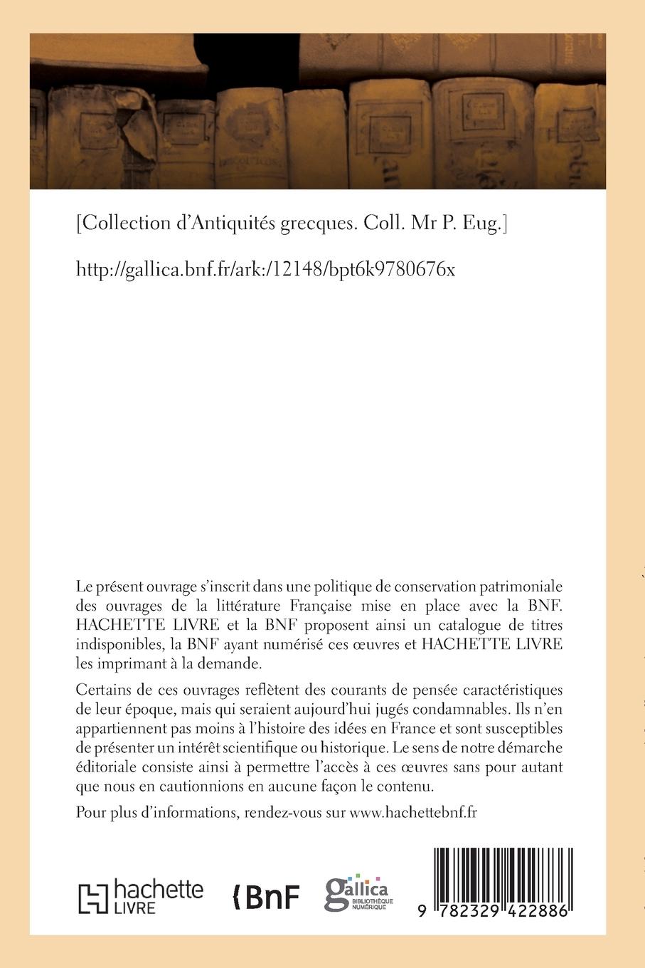 Rückseitencover Catalogue de l'Antiquités Grecques de la Collection de M. P. Eug.
