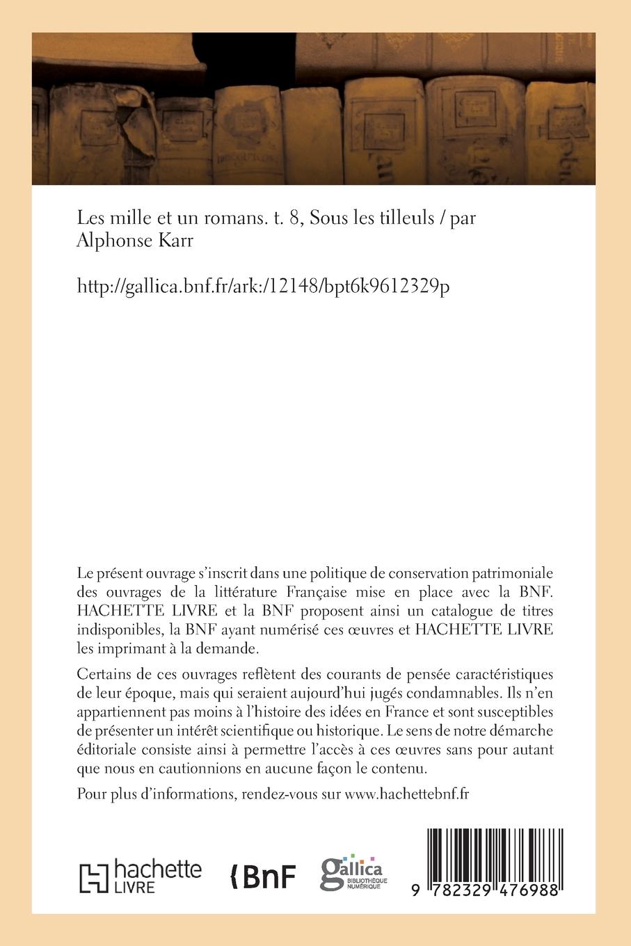 Rückseitencover Les Mille Et Un Romans. Tome 8. Sous Les Tilleuls