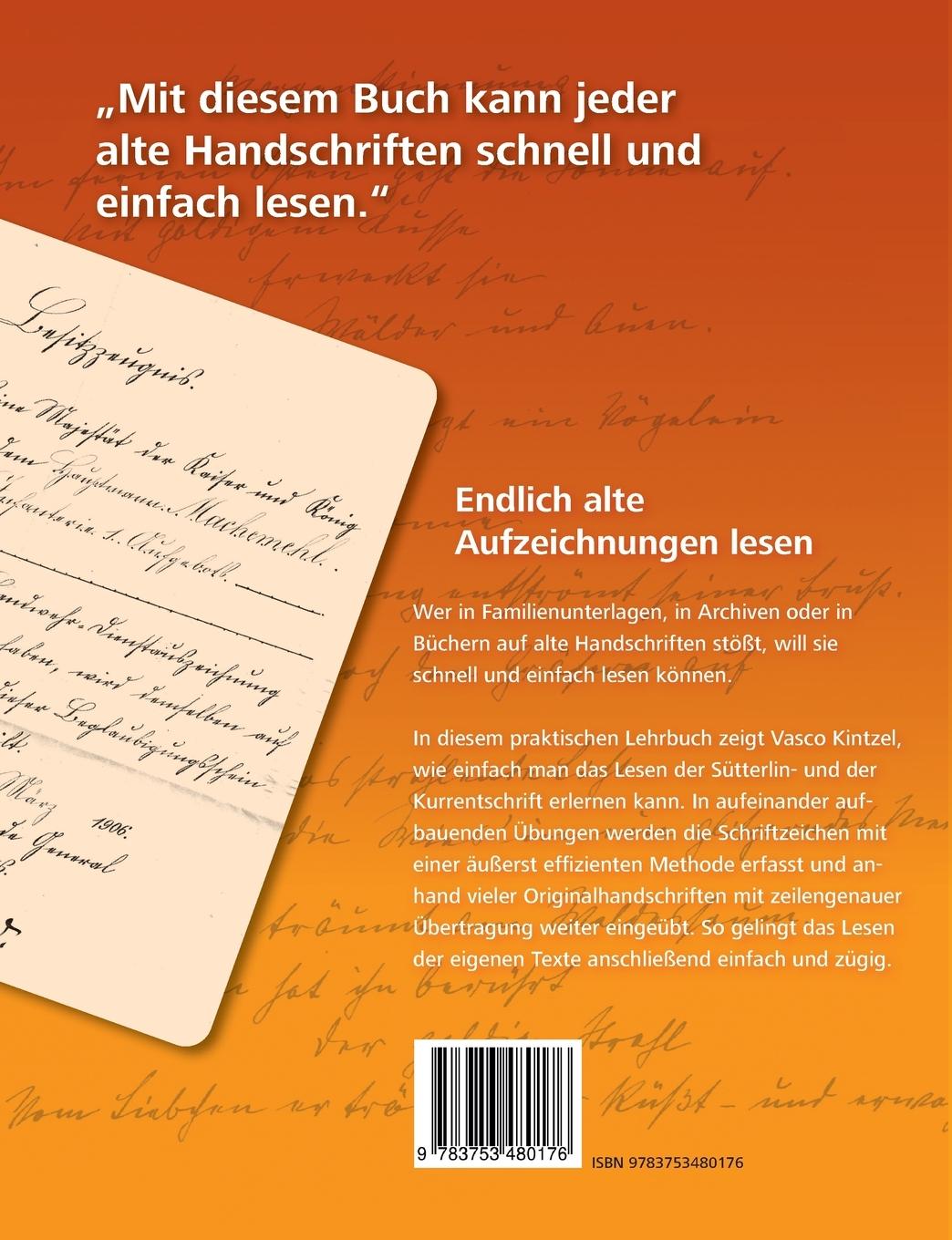 Rückseitencover Alte Deutsche Schreibschrift - Sütterlin und Kurrent einfach lesen und schreiben lernen