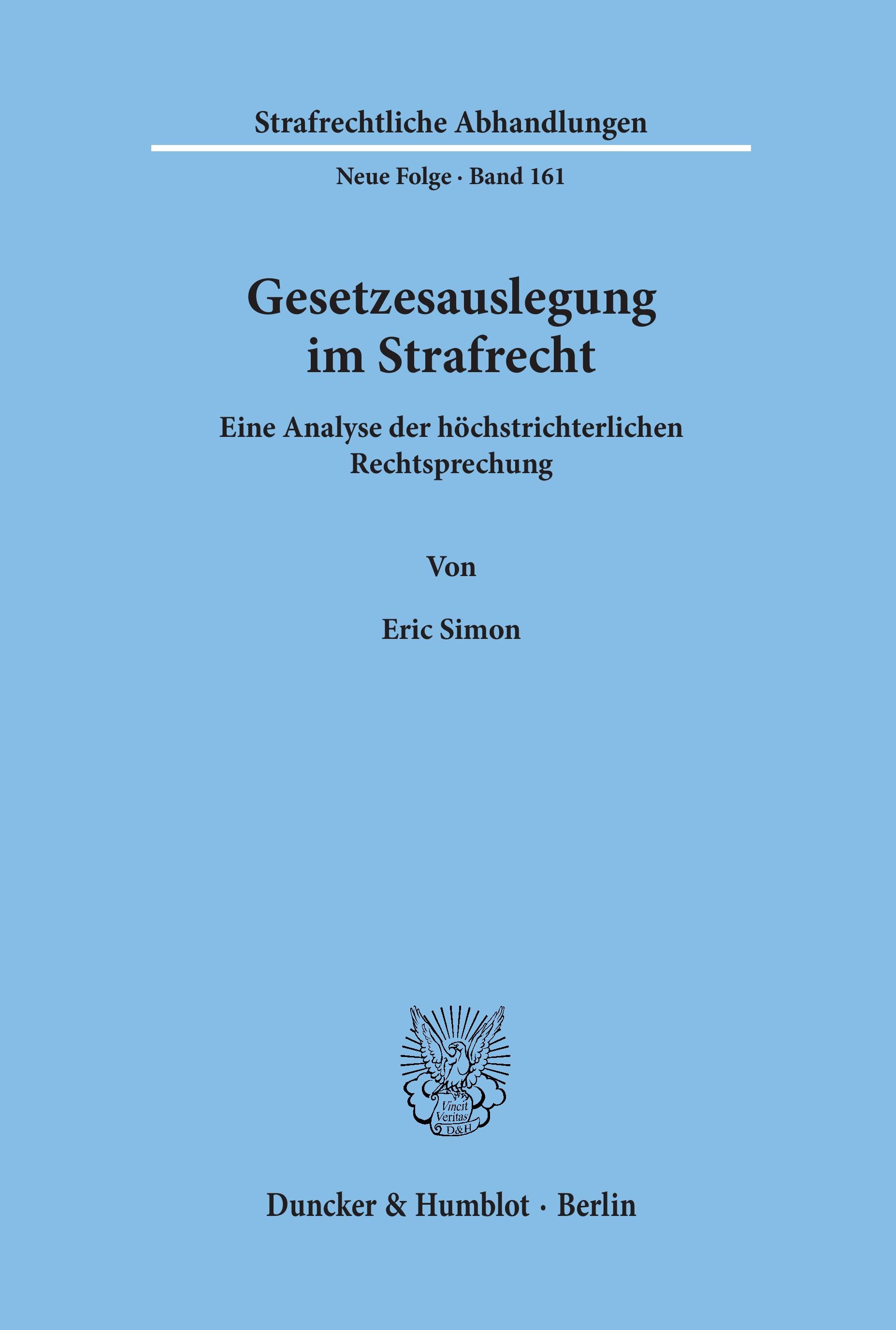 Vorderes Coverbild Gesetzesauslegung im Strafrecht.