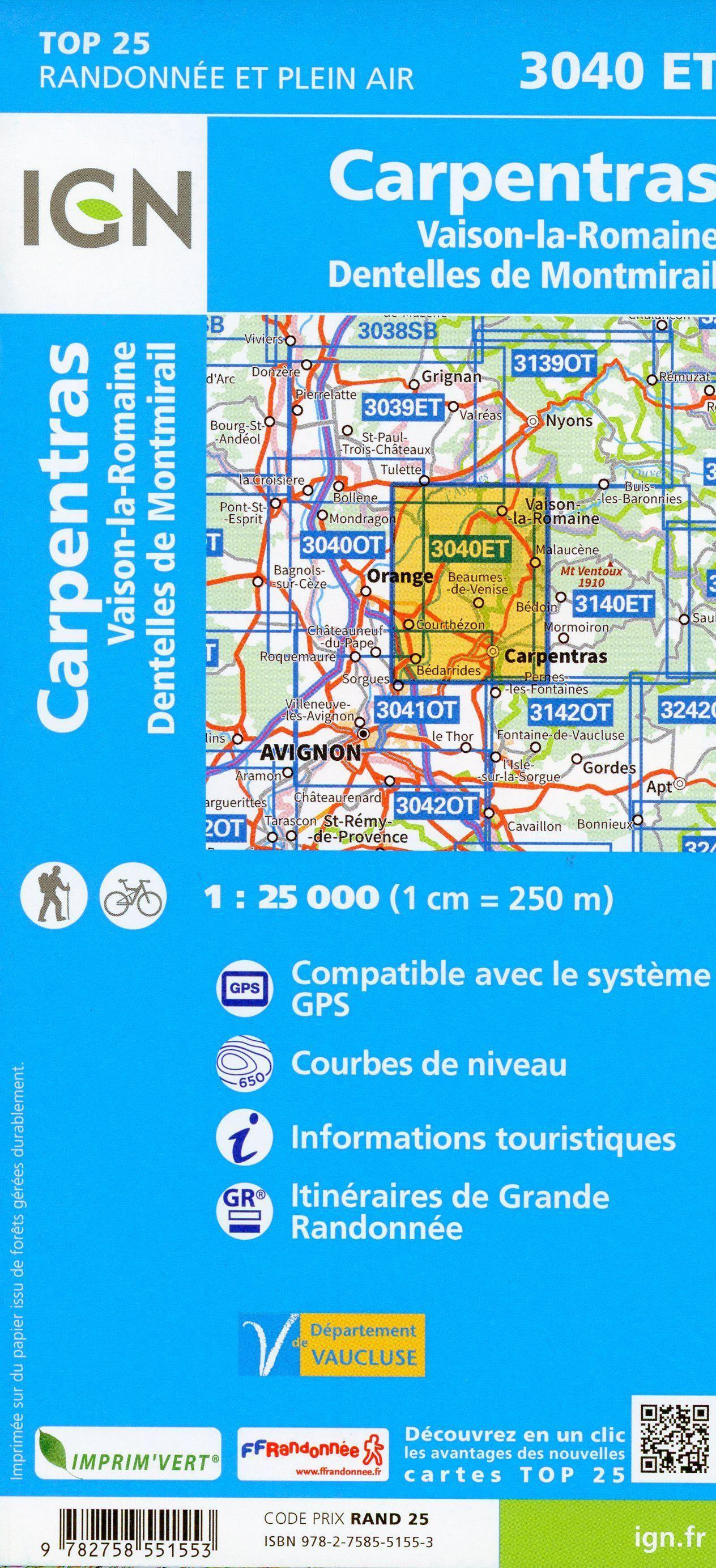 Beispielinhalt (Bild) Carpentras Vaison La Romaine Dentelles de Montmirail 1:25 000