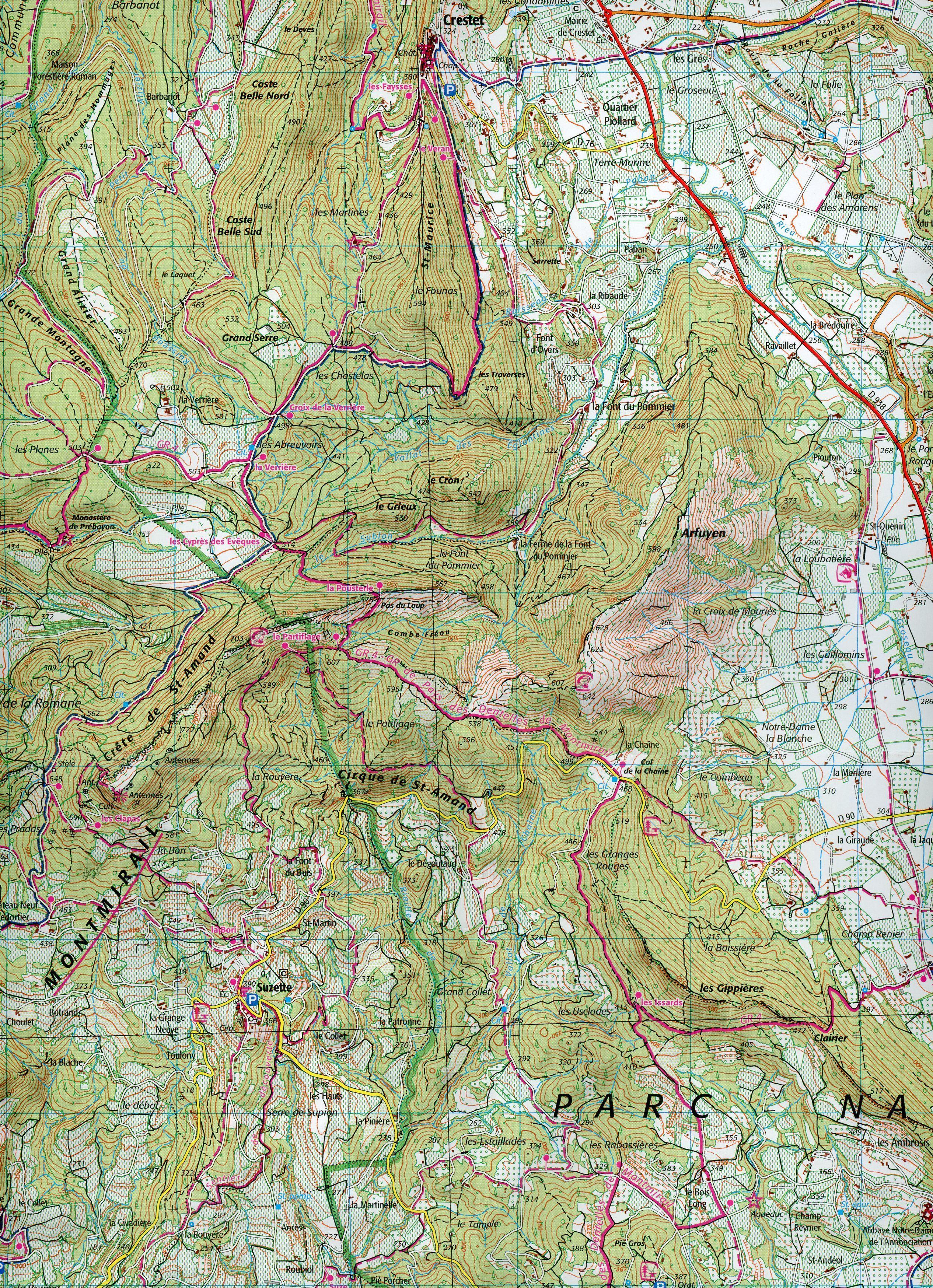 Beispielinhalt (Bild) Carpentras Vaison La Romaine Dentelles de Montmirail 1:25 000