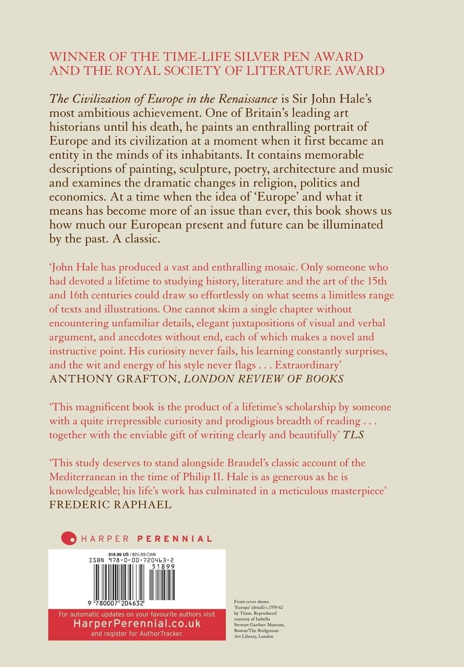 Rückseitencover The Civilization of Europe in the Renaissance