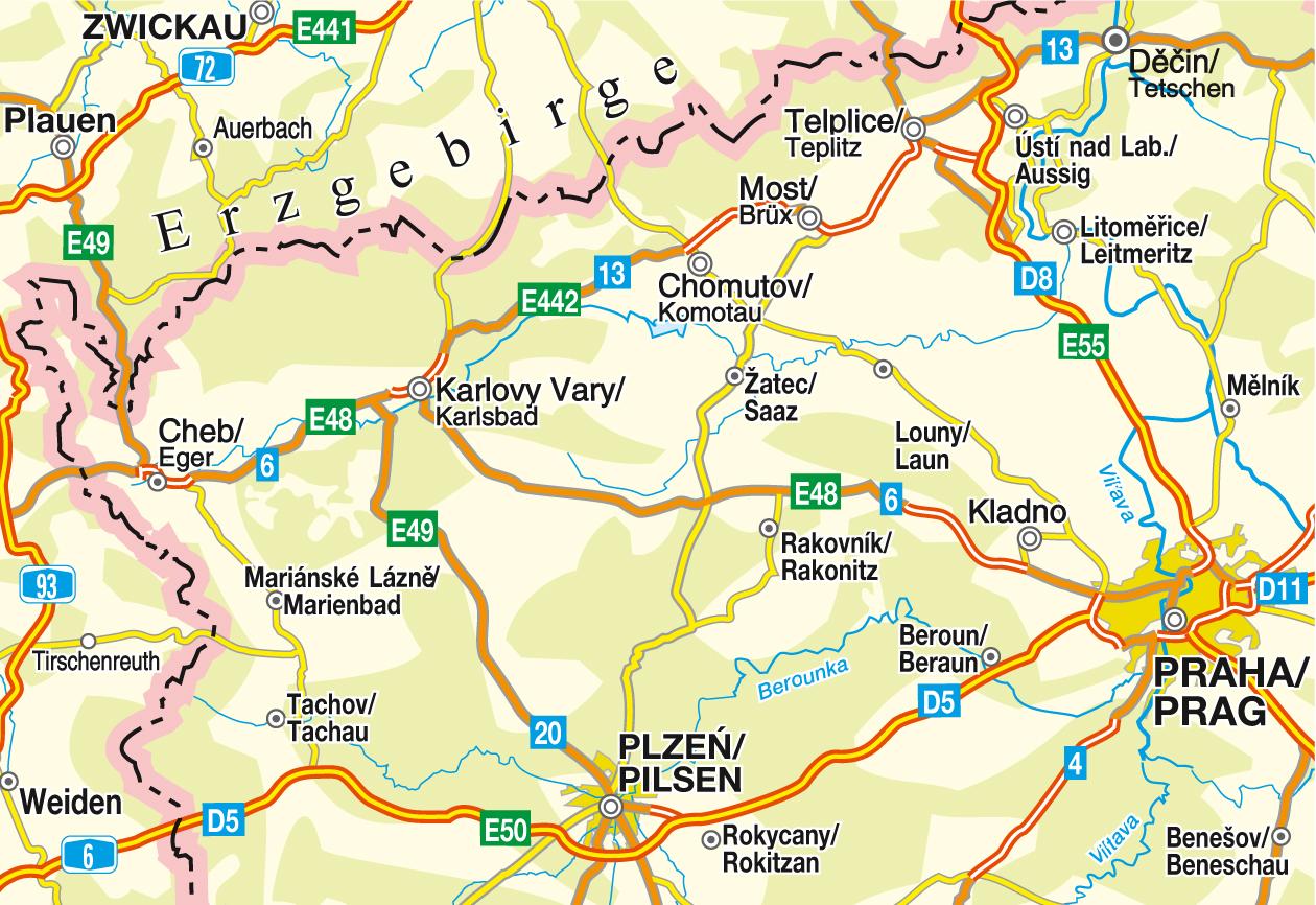 Beispielinhalt (Bild) Tschechien - CS 001 Egerland - Nordböhmen 1:200 000