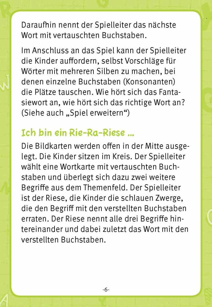 Beispielinhalt (Bild) Laschwappen und Kiezematze. Vertauschte Buchstaben