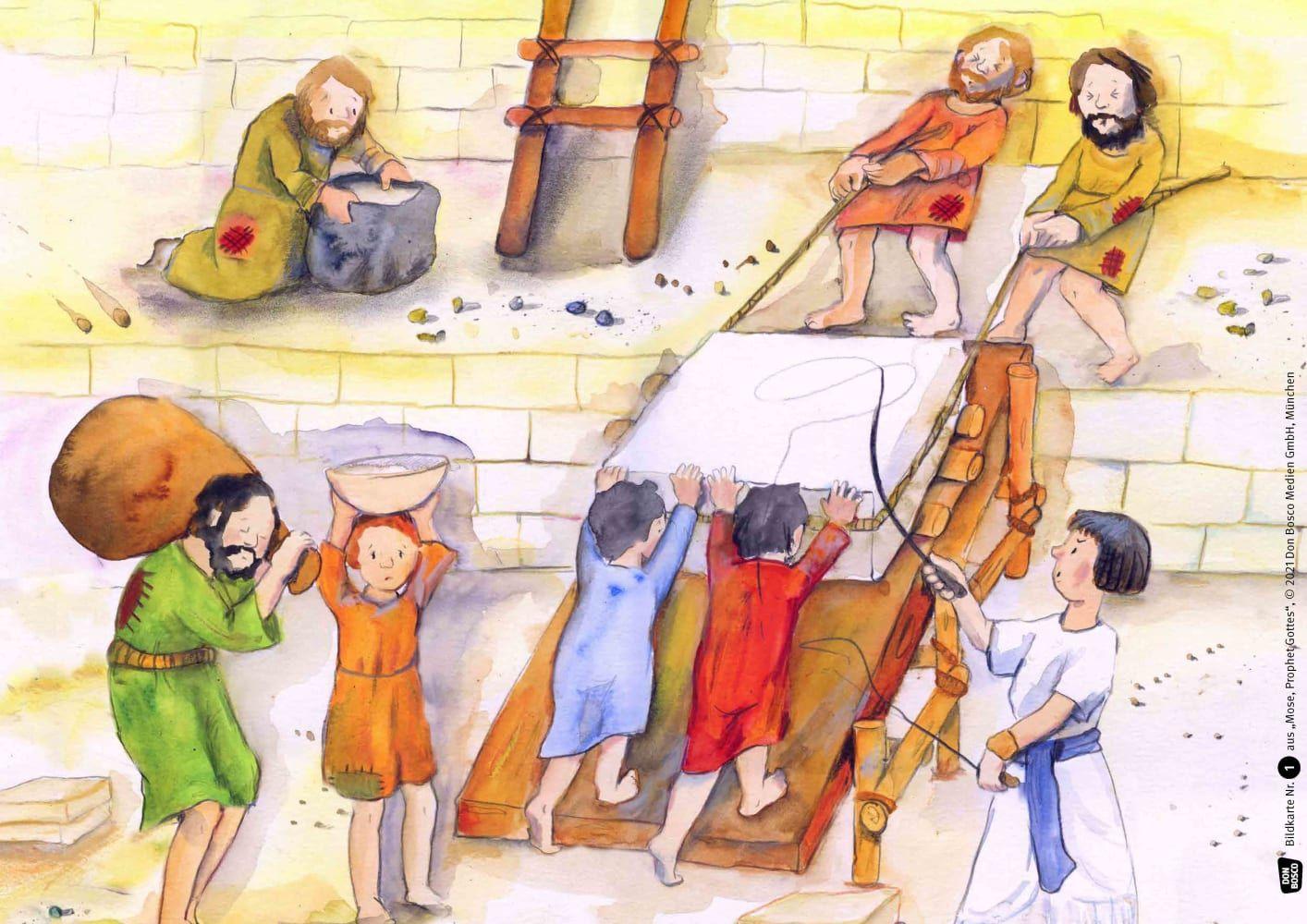 Beispielinhalt (Bild) Mose, Prophet Gottes. Kamishibai Bildkartenset