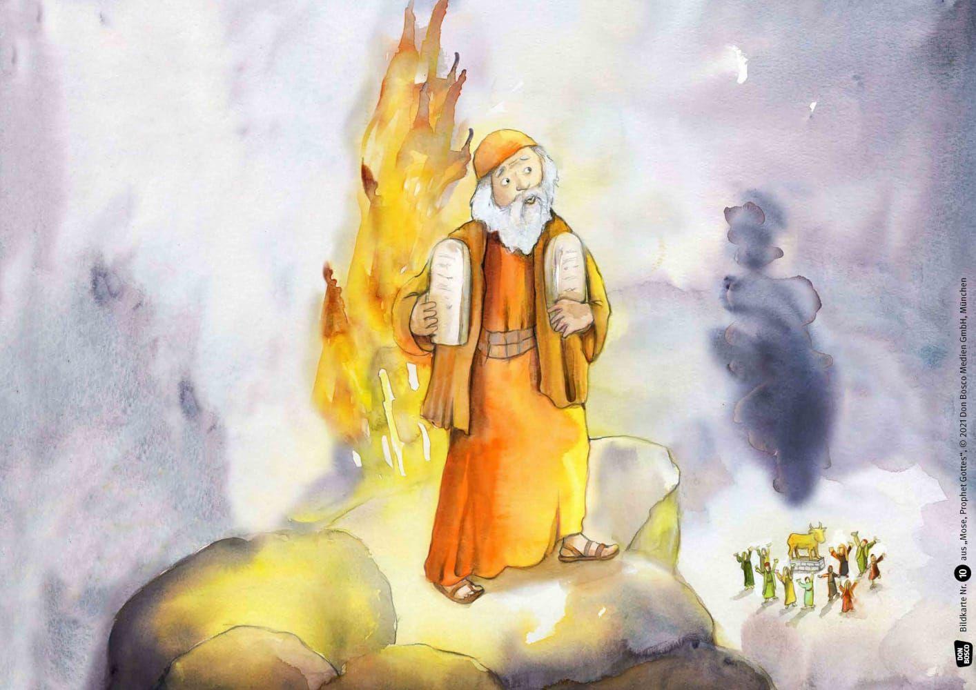 Beispielinhalt (Bild) Mose, Prophet Gottes. Kamishibai Bildkartenset