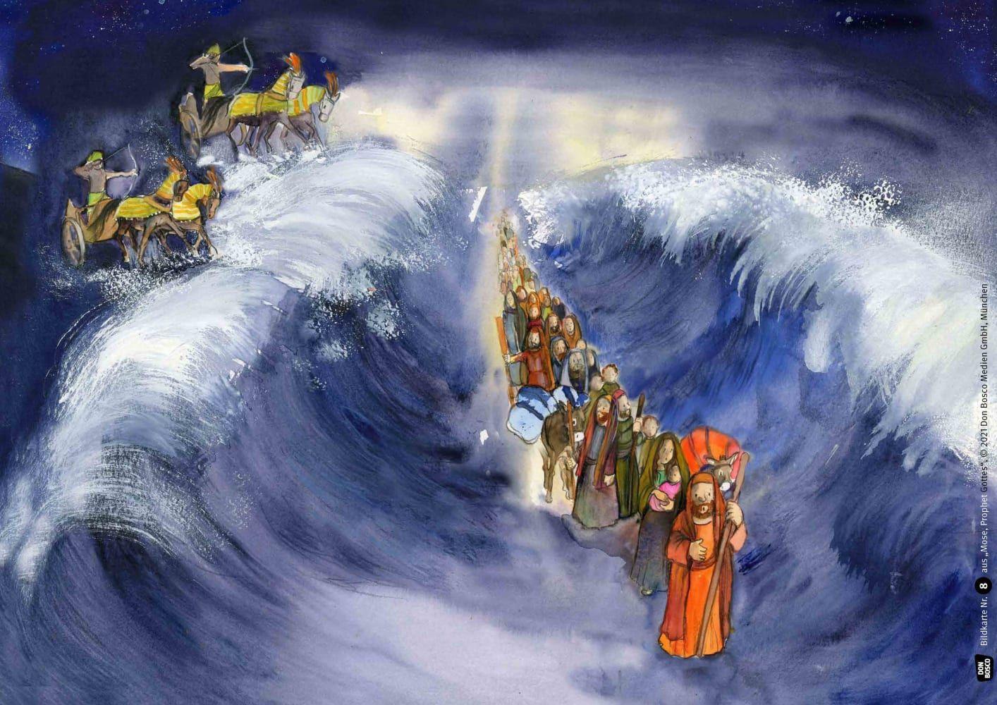 Beispielinhalt (Bild) Mose, Prophet Gottes. Kamishibai Bildkartenset