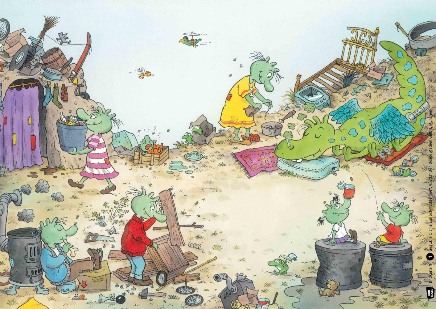 Beispielinhalt (Bild) Die Olchis aus Schmuddelfing. Kamishibai Bildkartenset