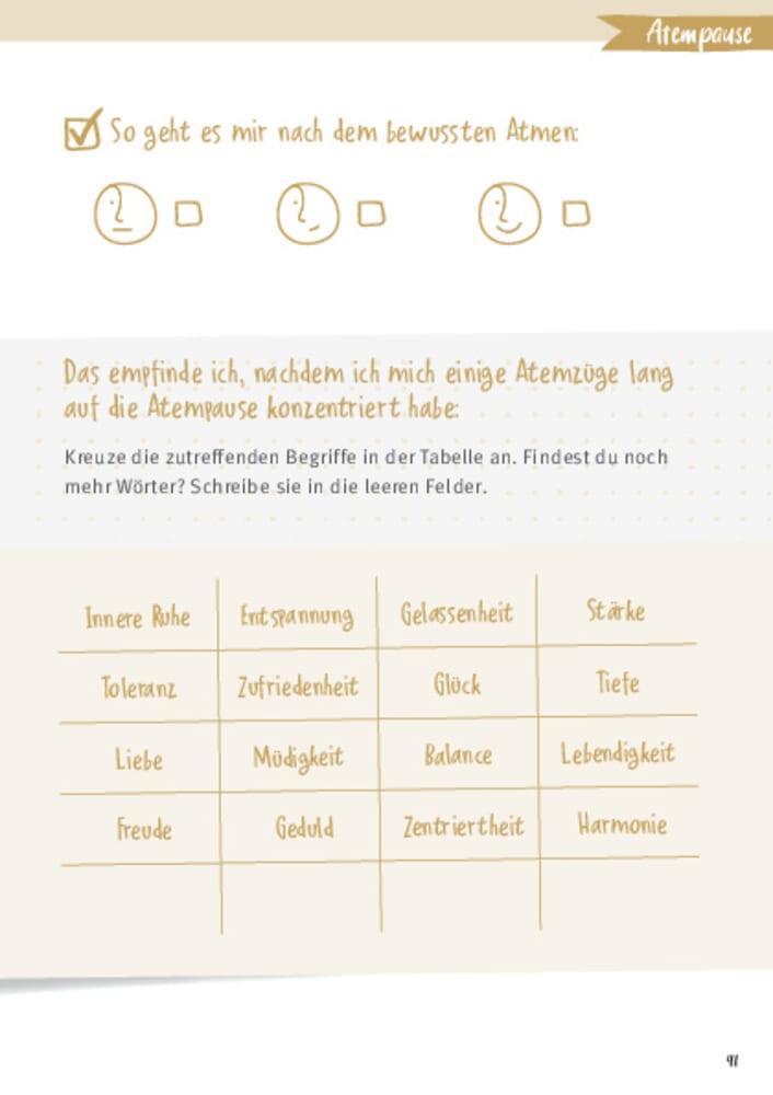 Beispielinhalt (Bild) Mein Achtsamkeitsjournal