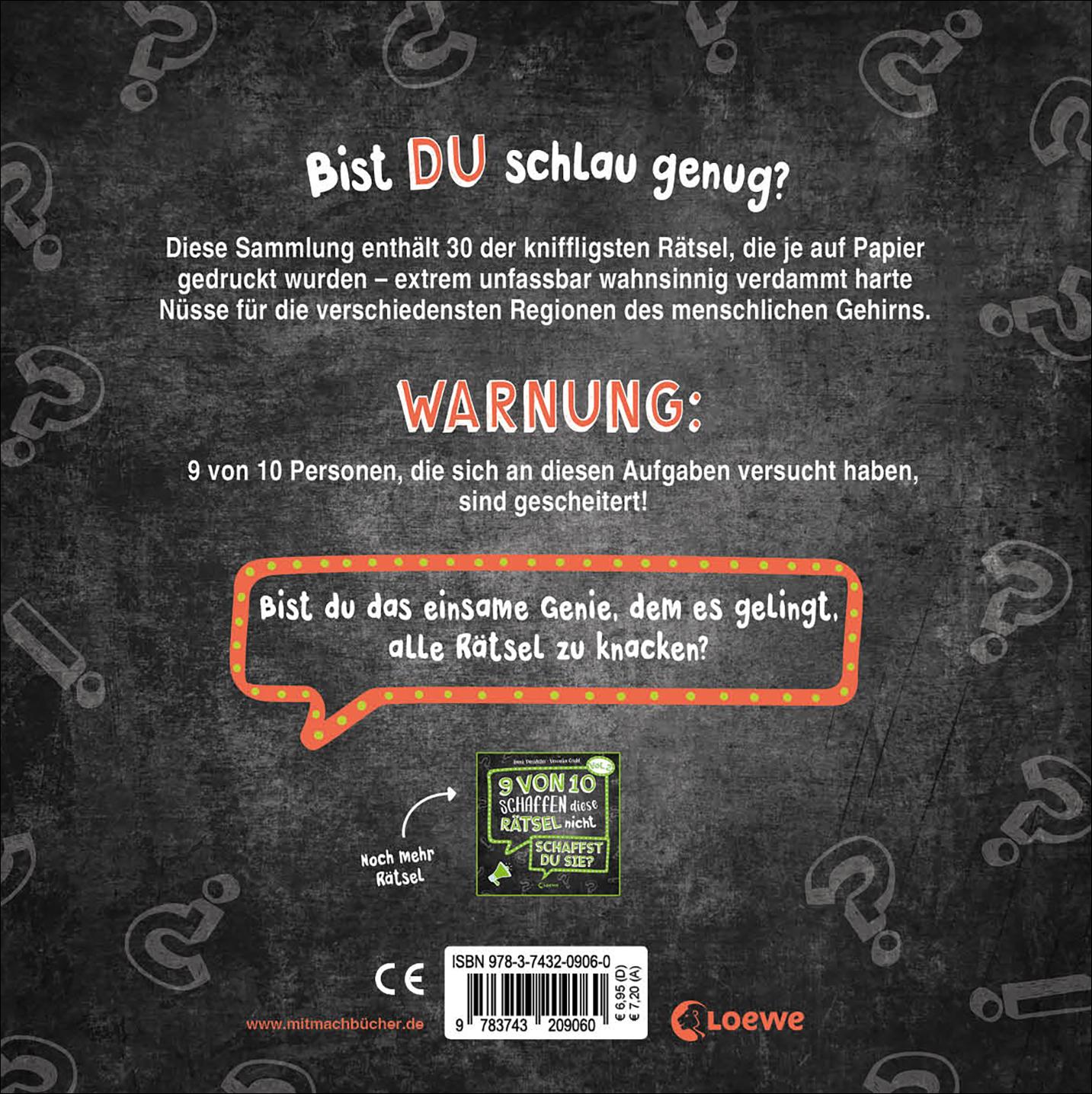 Rückseitencover 9 von 10 schaffen diese Rätsel nicht - schaffst du sie? - Vol. 1