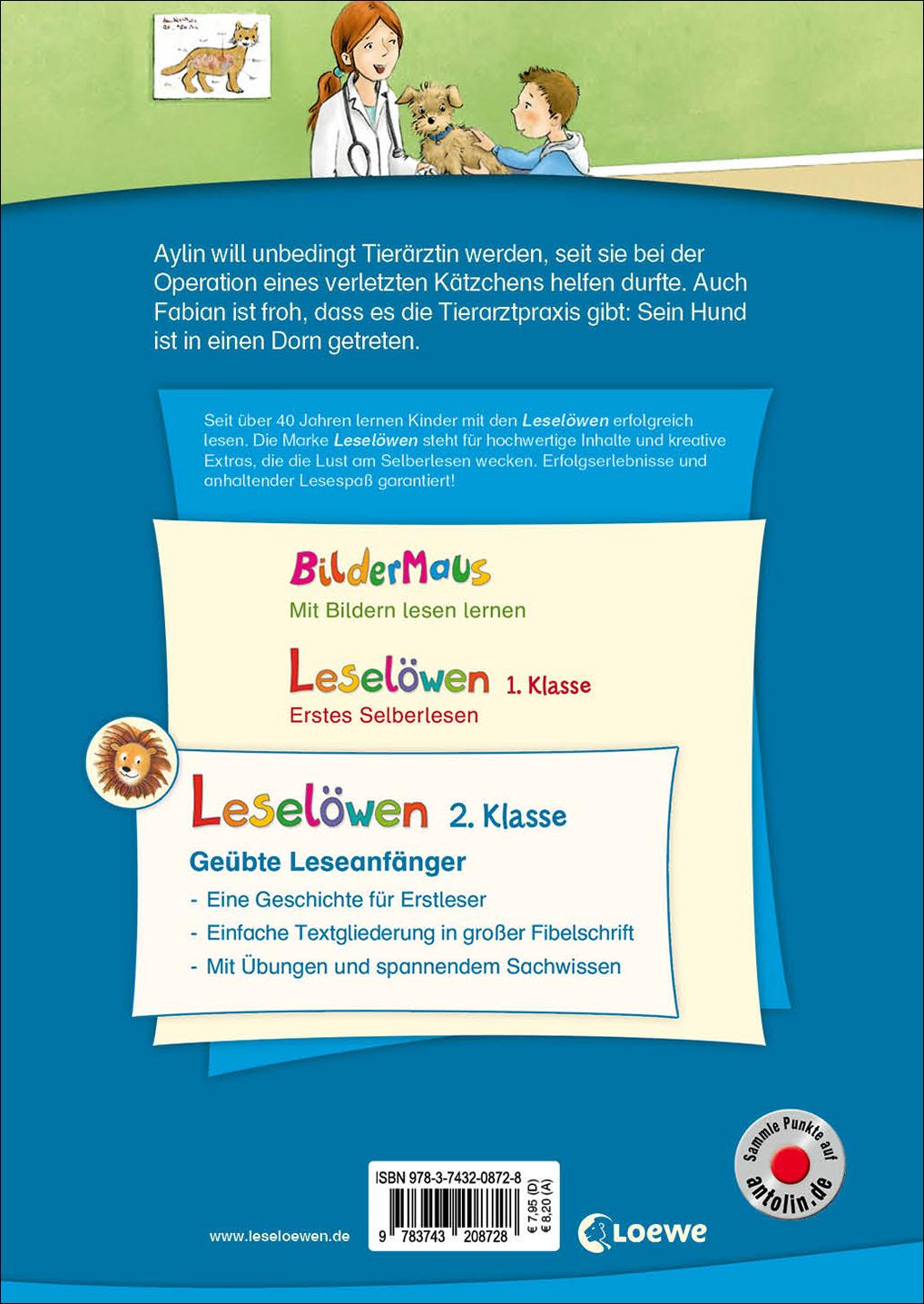 Rückseitencover Leselöwen 2. Klasse - Geschichten aus der Tierarztpraxis