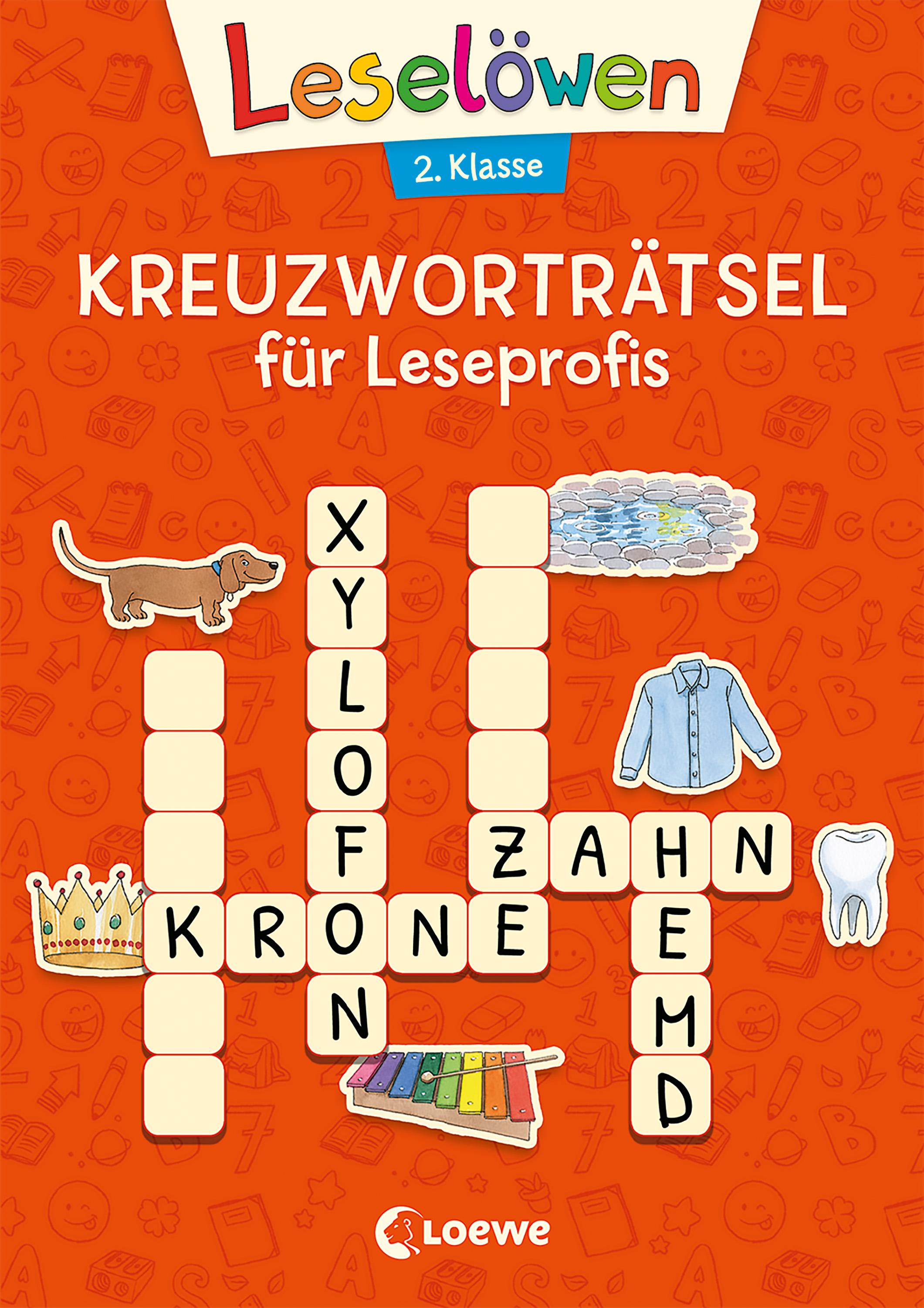 Vorderes Coverbild Leselöwen Kreuzworträtsel für Leseprofis - 2. Klasse (Rotorange)