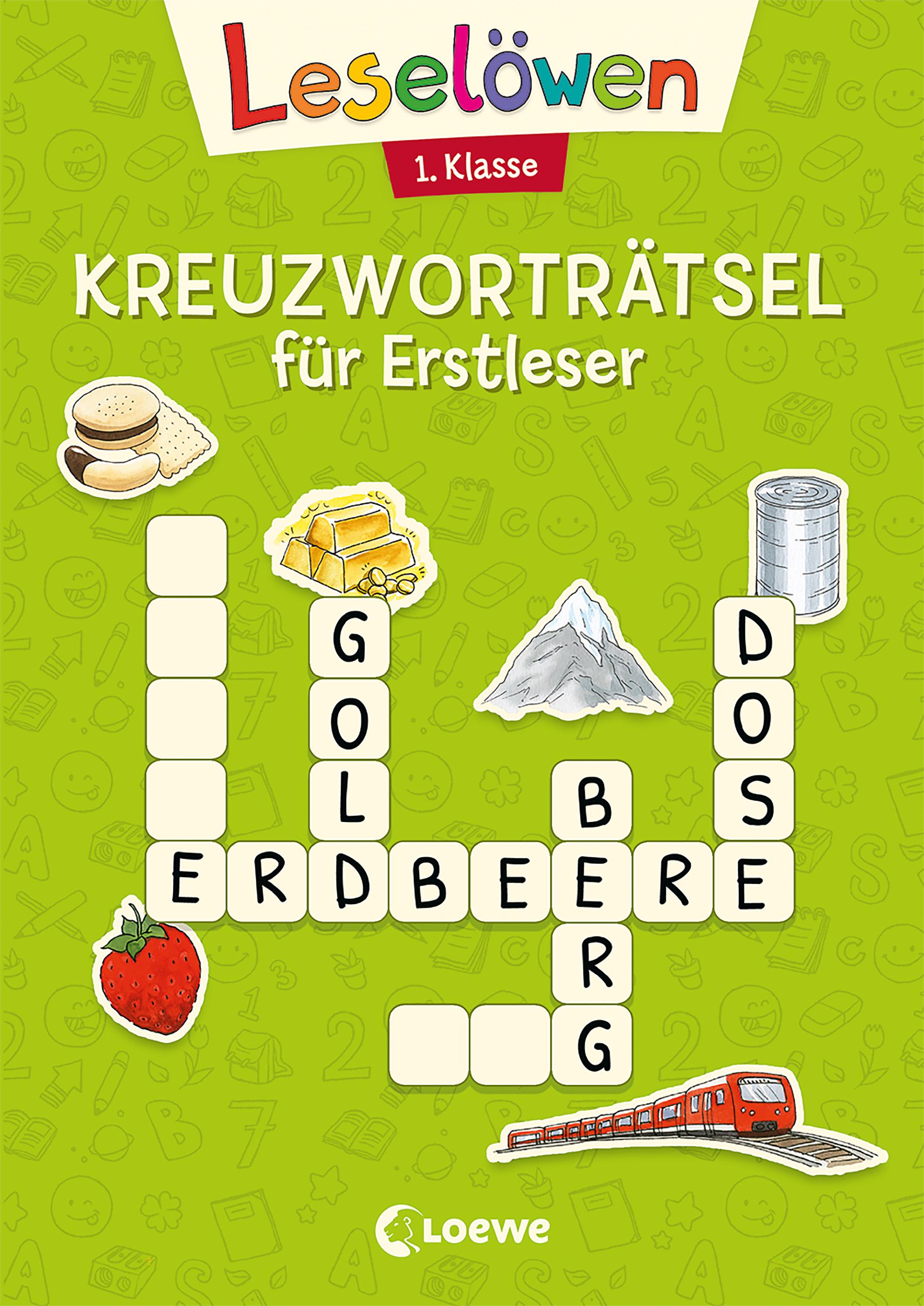 Vorderes Coverbild Leselöwen Kreuzworträtsel für Erstleser - 1. Klasse (Hellgrün)