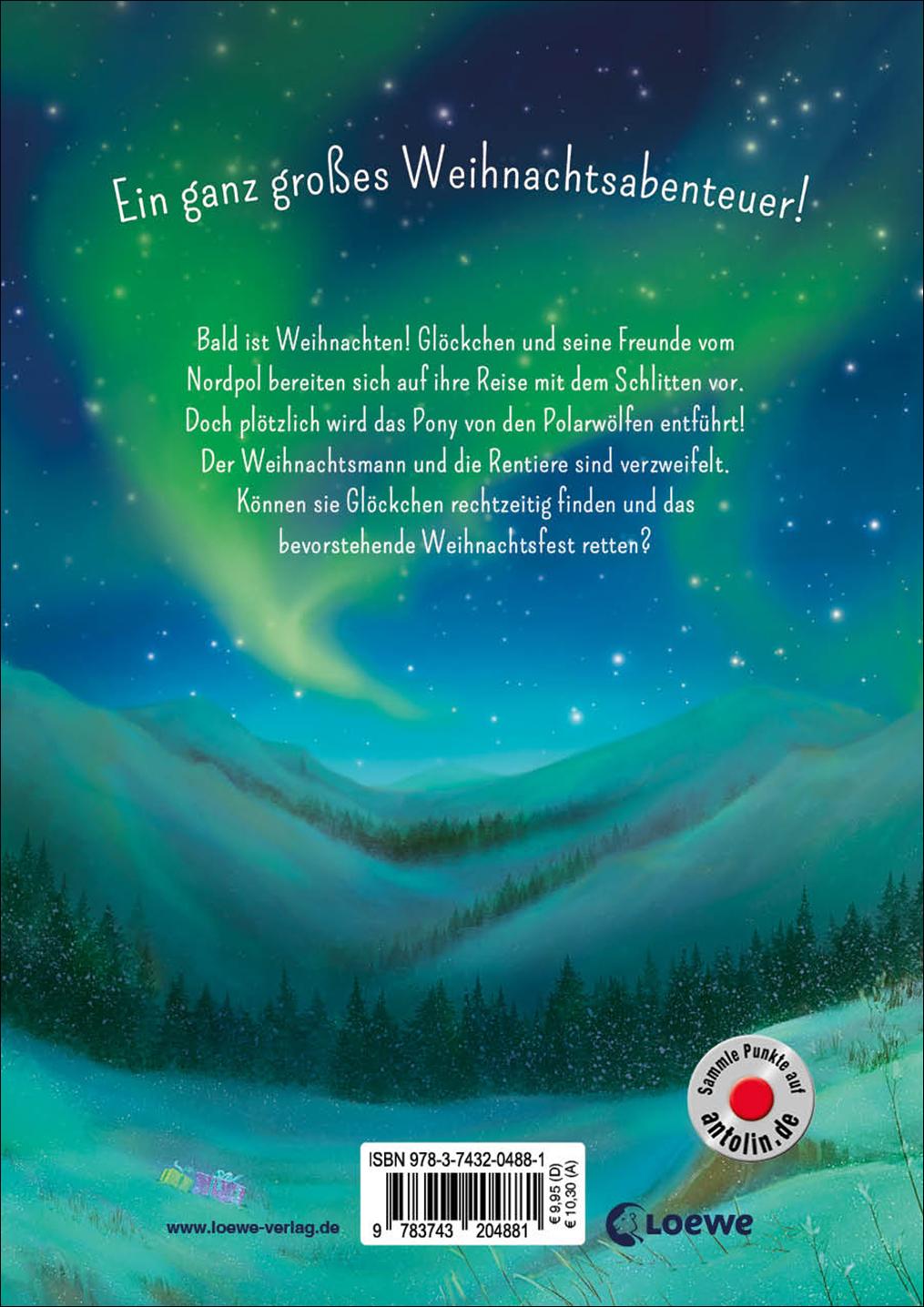 Rückseitencover Glöckchen, das Weihnachtspony (Band 3) - Die Magie des Nordlichts