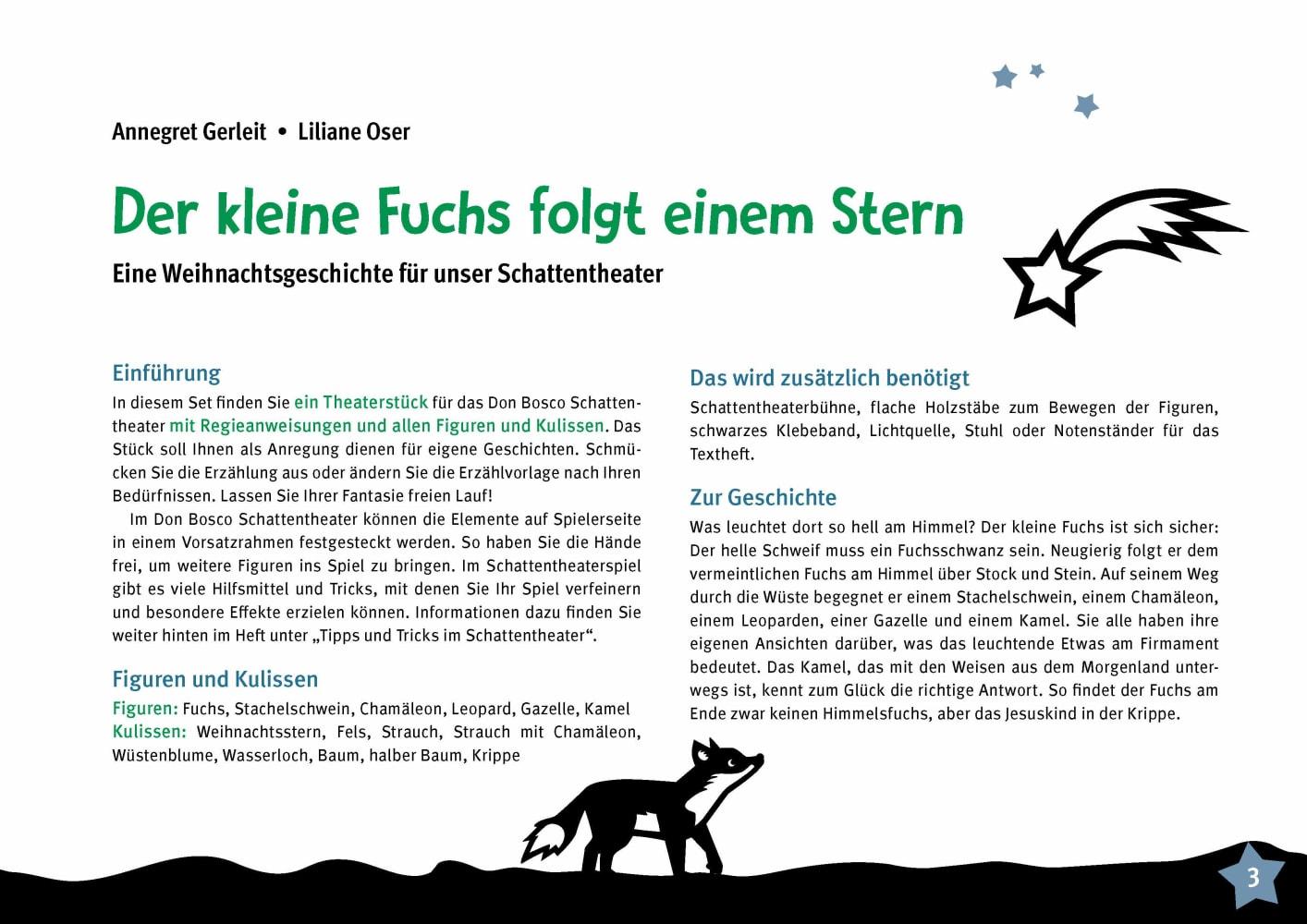 Beispielinhalt (Bild) Der kleine Fuchs folgt einem Stern