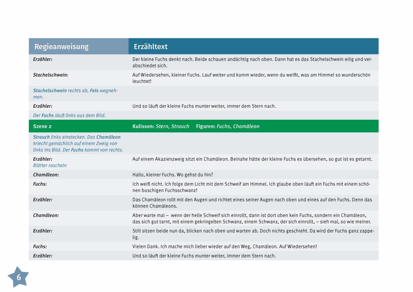 Beispielinhalt (Bild) Der kleine Fuchs folgt einem Stern