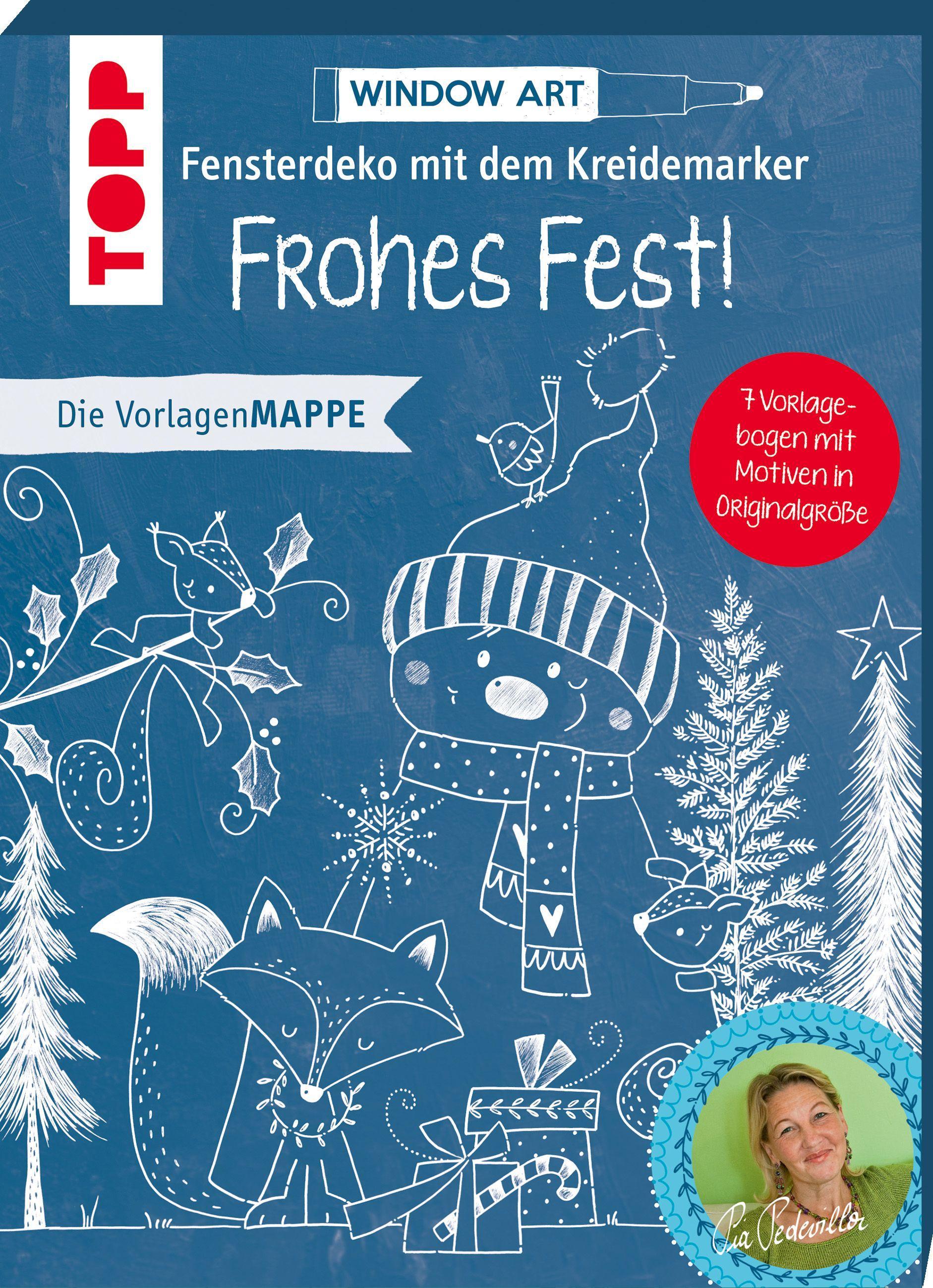 Vorderes Coverbild Vorlagenmappe Fensterdeko mit dem Kreidemarker - Frohes Fest!