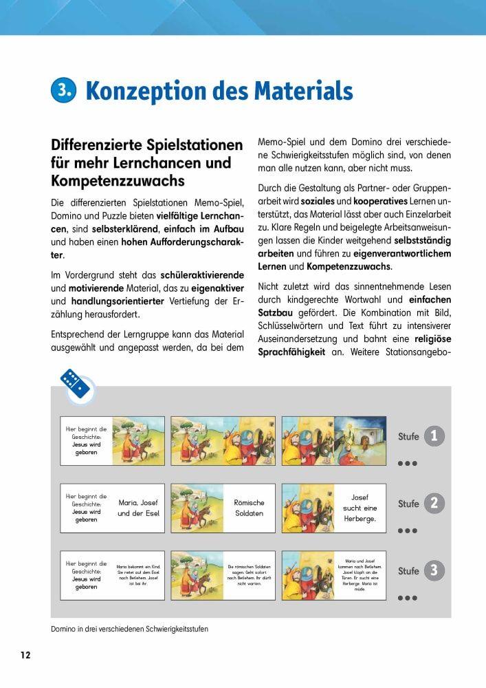 Beispielinhalt (Bild) Arbeitsmaterial Grundschule. Stationenlernen Religion: Jesus wird geboren