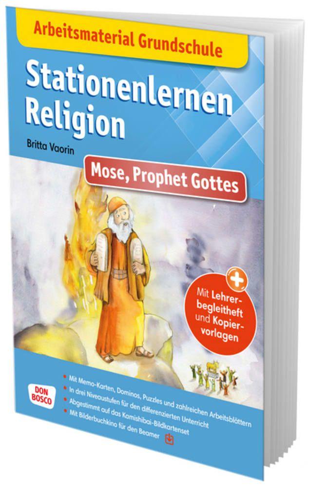 Vorderes Coverbild Arbeitsmaterial Grundschule. Stationenlernen Religion: Mose, Prophet Gottes