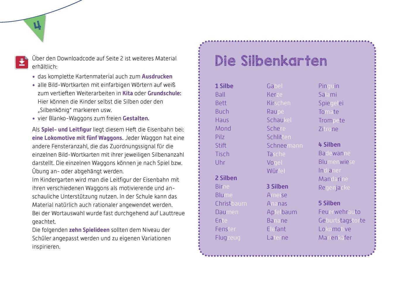 Beispielinhalt (Bild) Silben begreifen mit der Erzählschiene