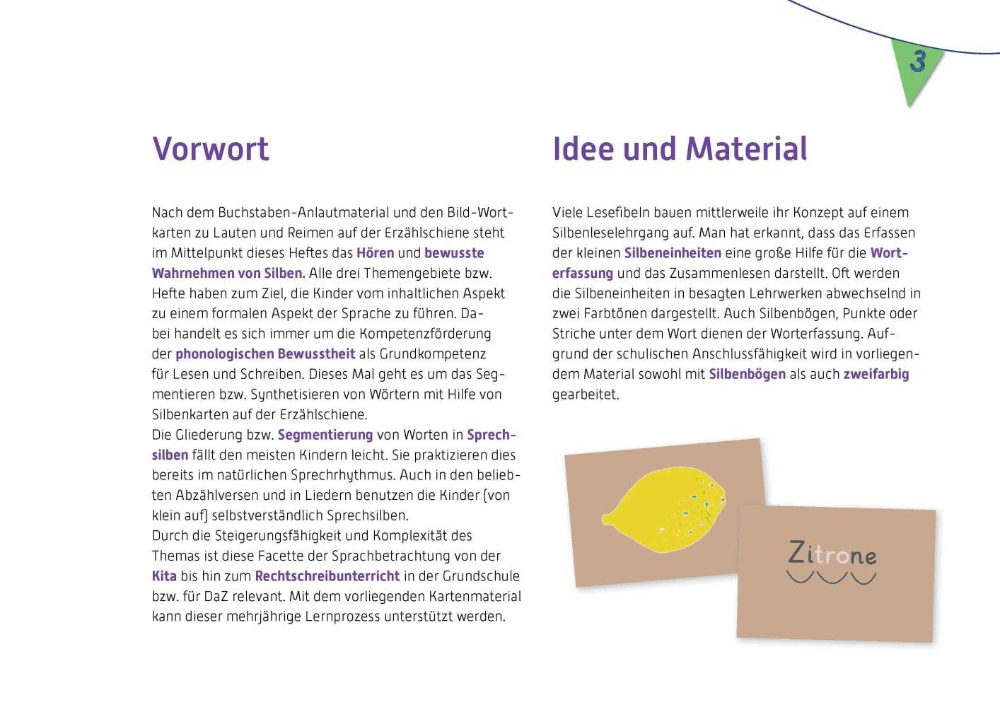 Beispielinhalt (Bild) Silben begreifen mit der Erzählschiene