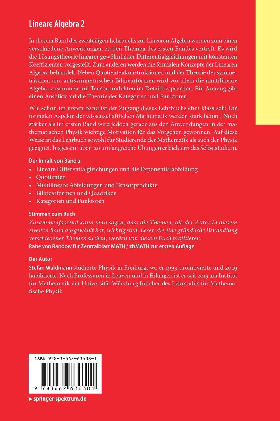 Rückseitencover Lineare Algebra 2