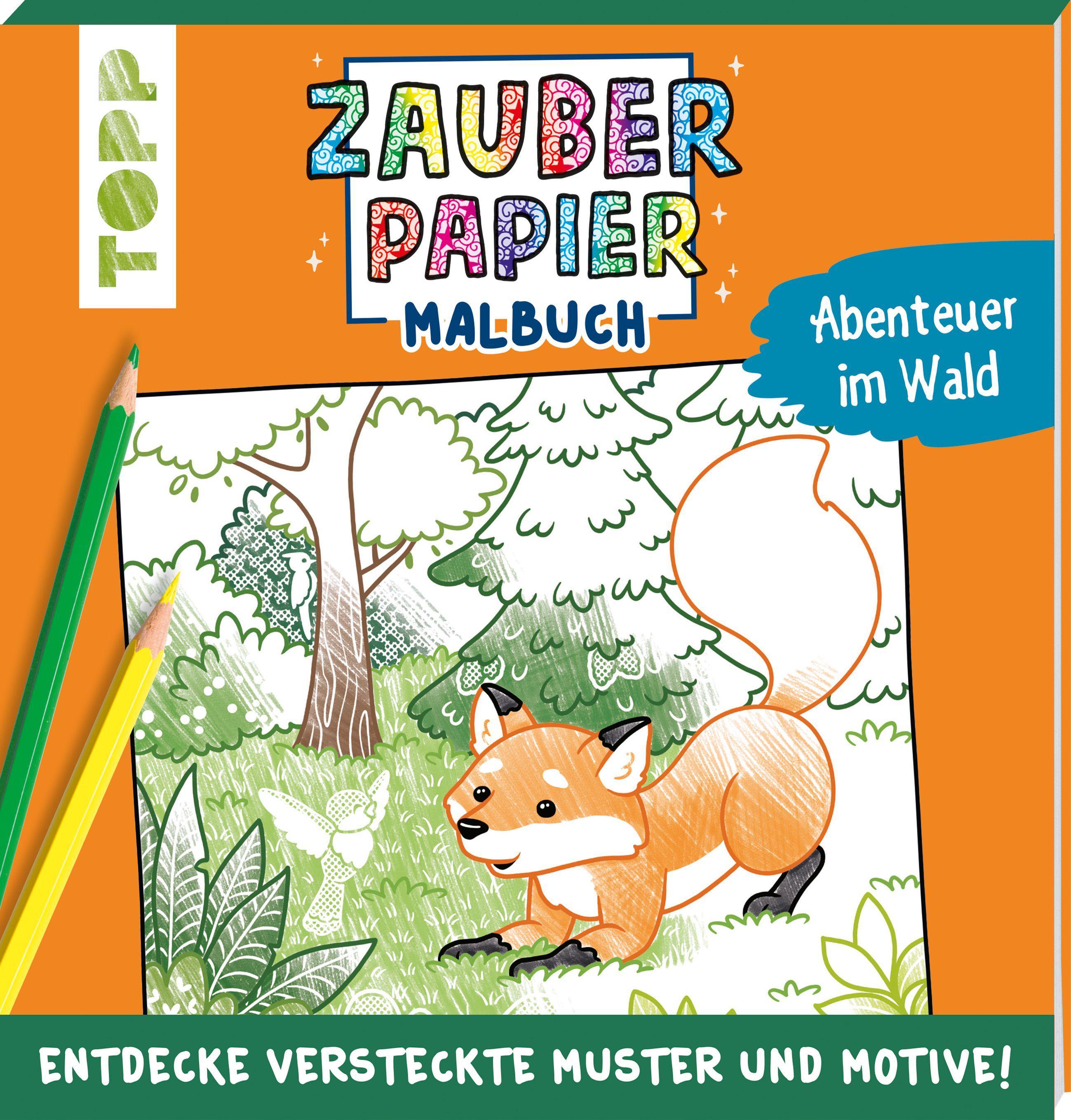 Vorderes Coverbild Zauberpapier Malbuch Abenteuer im Wald