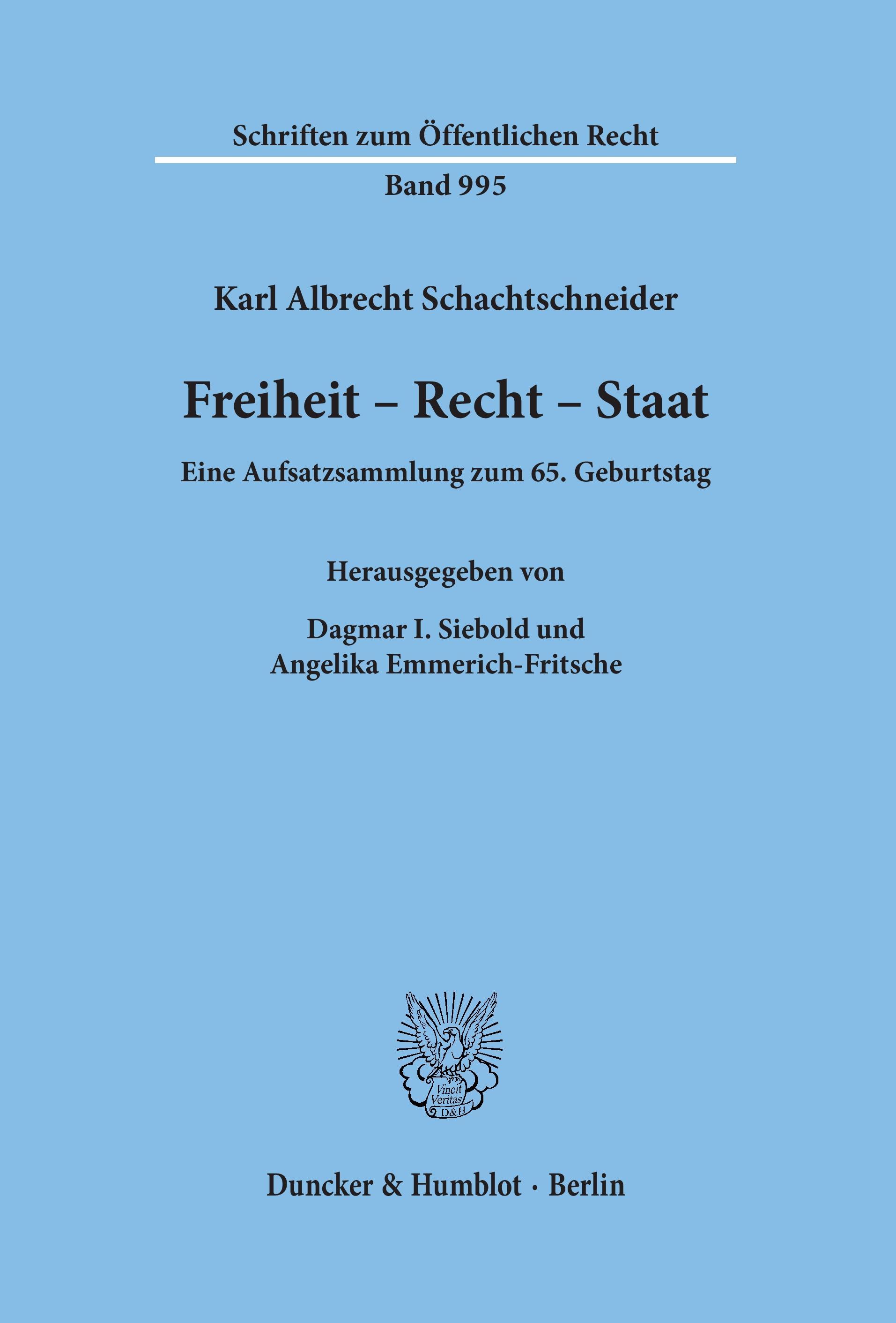 Vorderes Coverbild Freiheit - Recht - Staat.