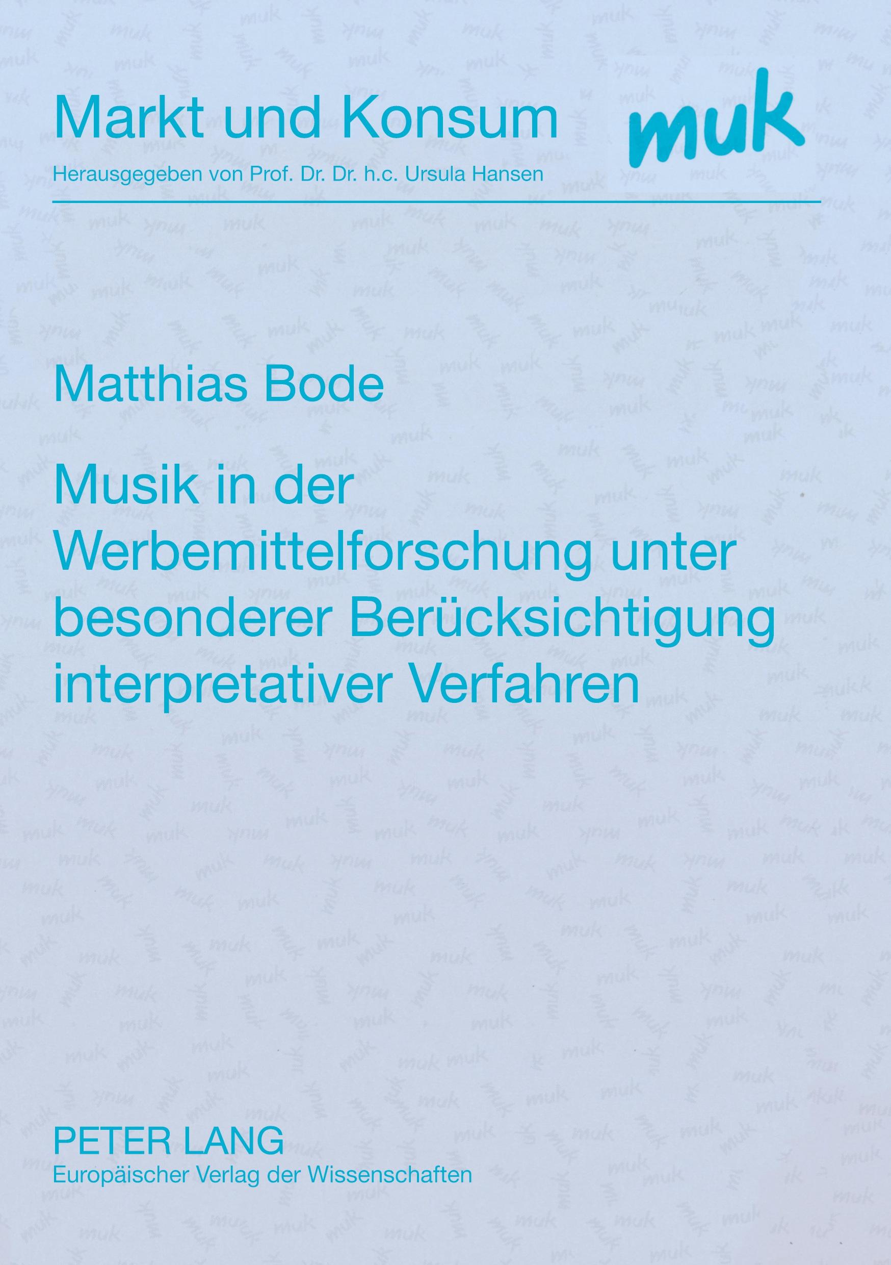 Vorderes Coverbild Musik in der Werbemittelforschung unter besonderer Berücksichtigung interpretativer Verfahren