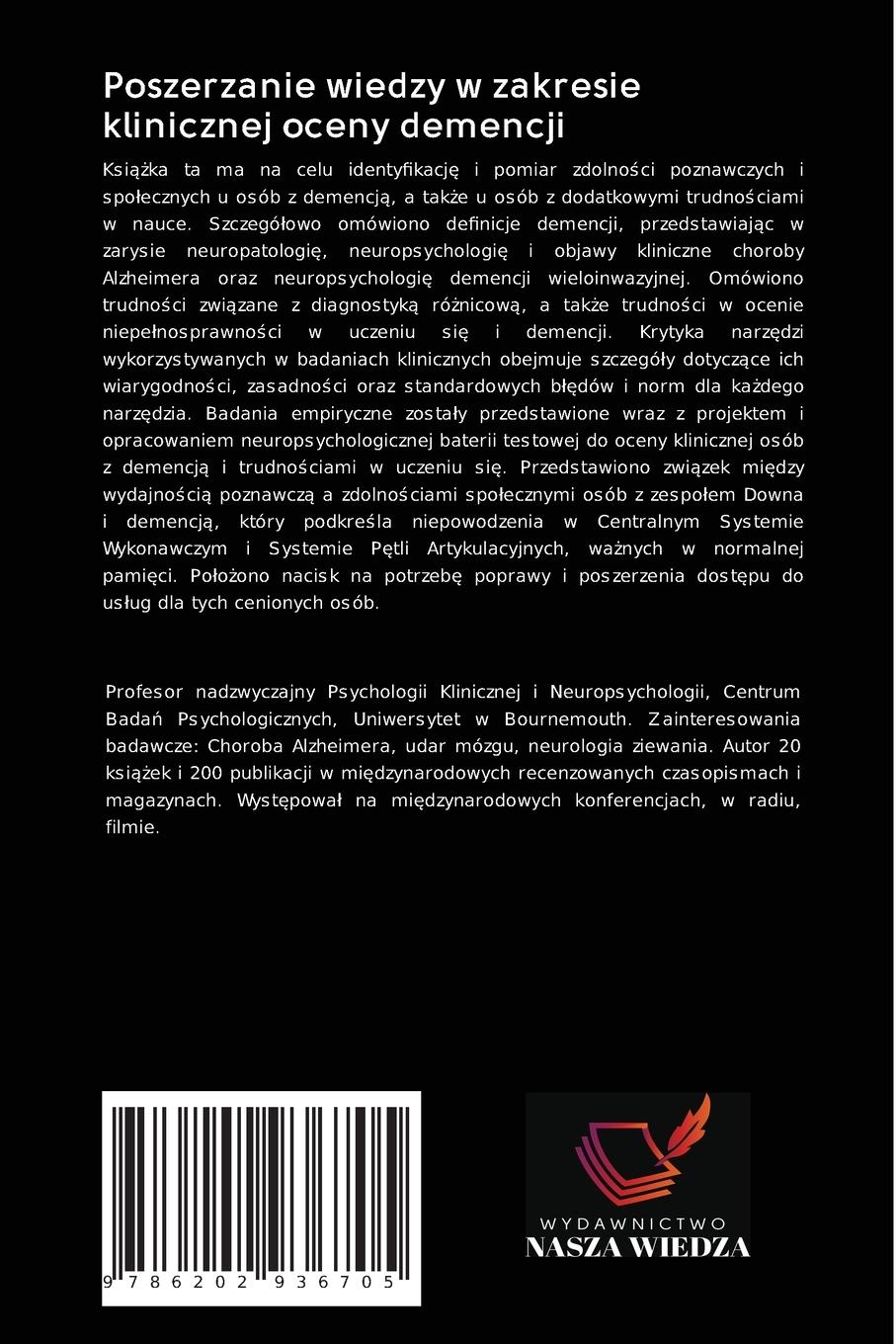 Rückseitencover Poszerzanie wiedzy w zakresie klinicznej oceny demencji