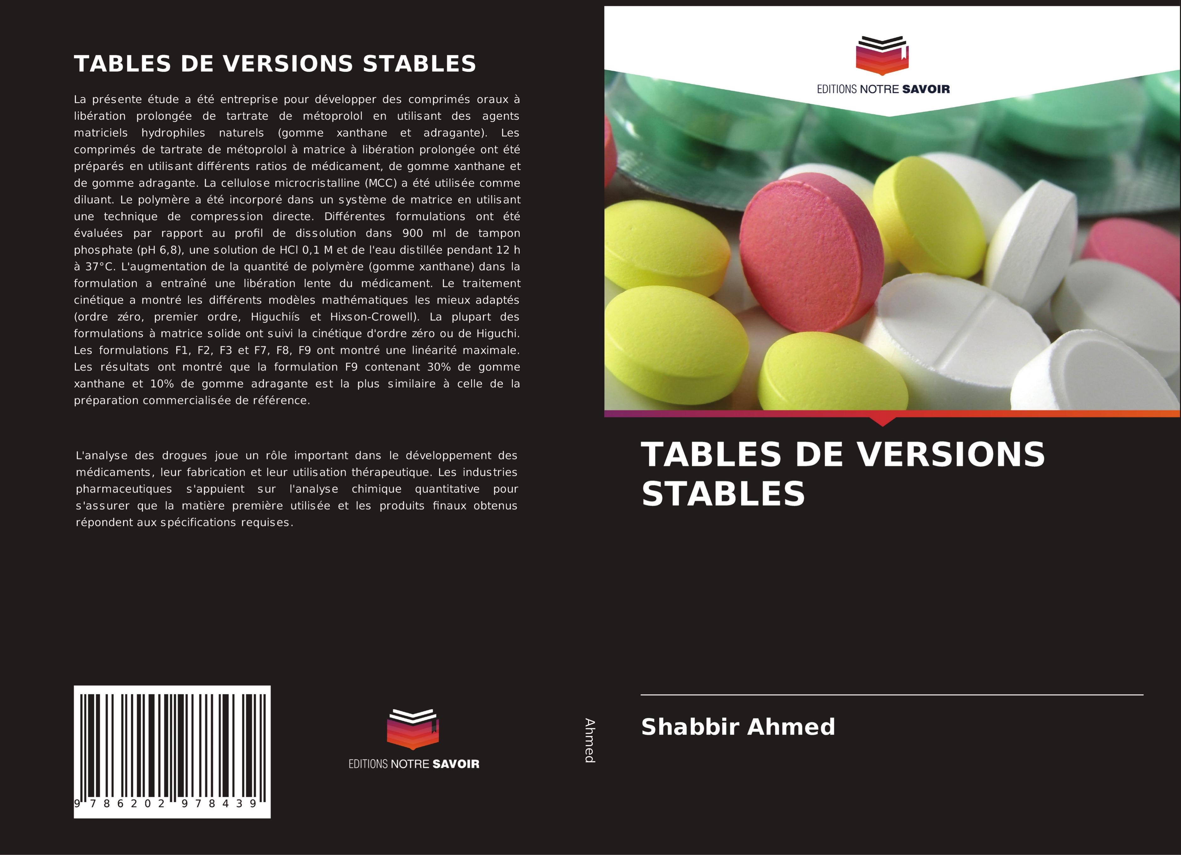 Vorderes Coverbild TABLES DE VERSIONS STABLES