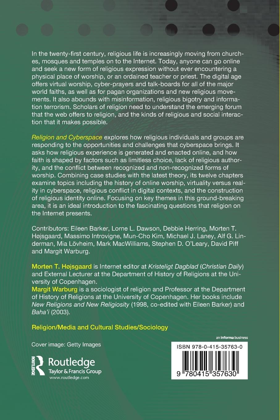 Rückseitencover Religion and Cyberspace