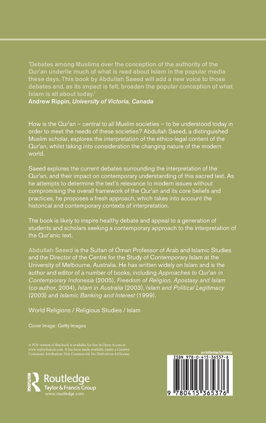 Rückseitencover Interpreting the Qur'an