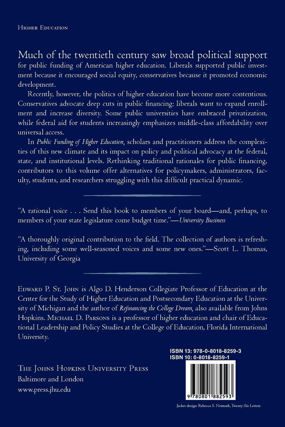 Rückseitencover Public Funding of Higher Education