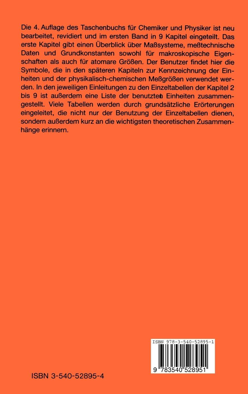 Rückseitencover Taschenbuch für Chemiker und Physiker