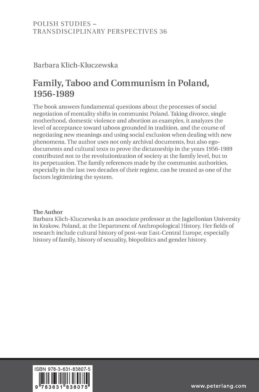 Rückseitencover Family, Taboo and Communism in Poland, 1956-1989