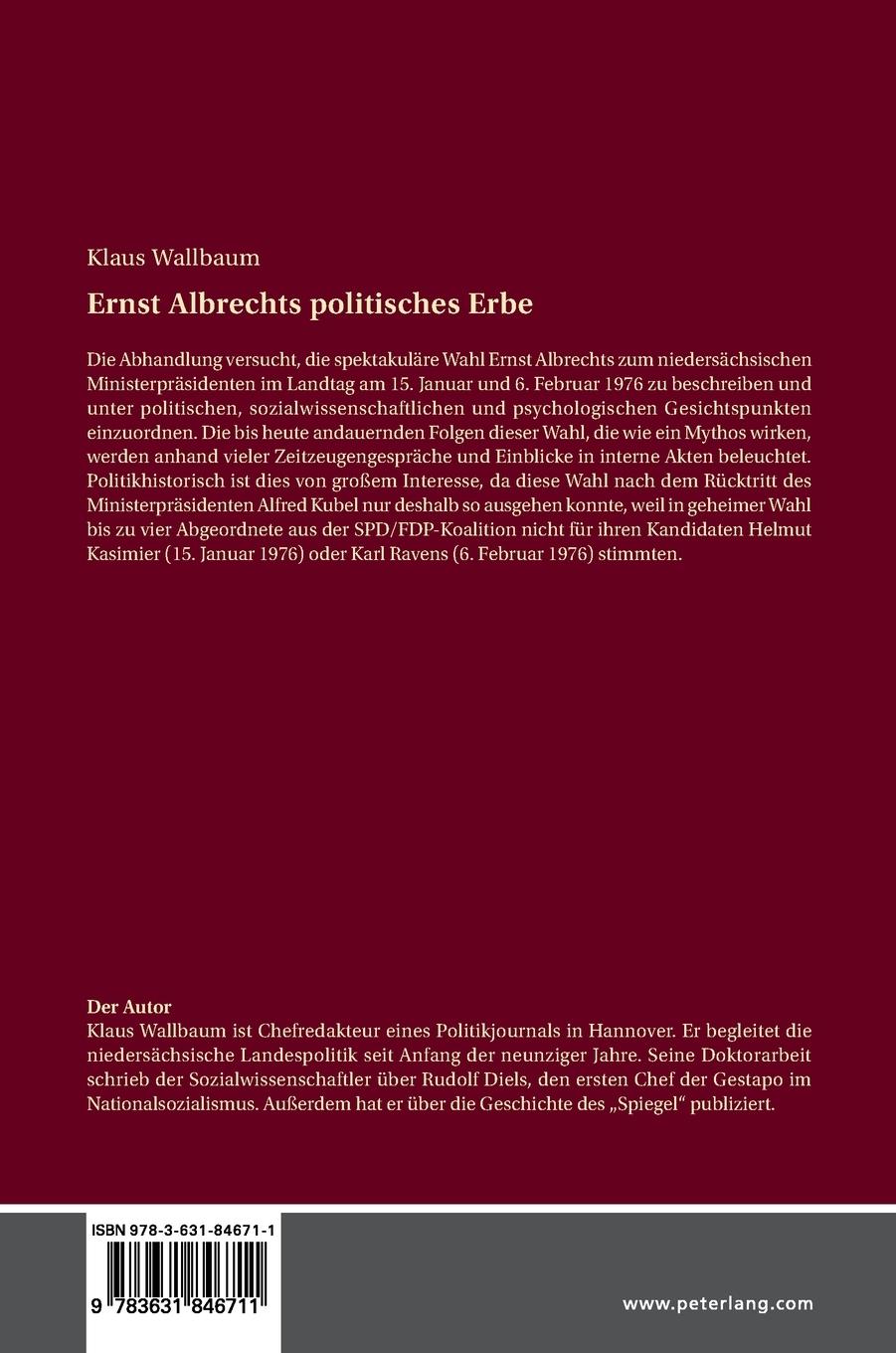 Rückseitencover Ernst Albrechts politisches Erbe