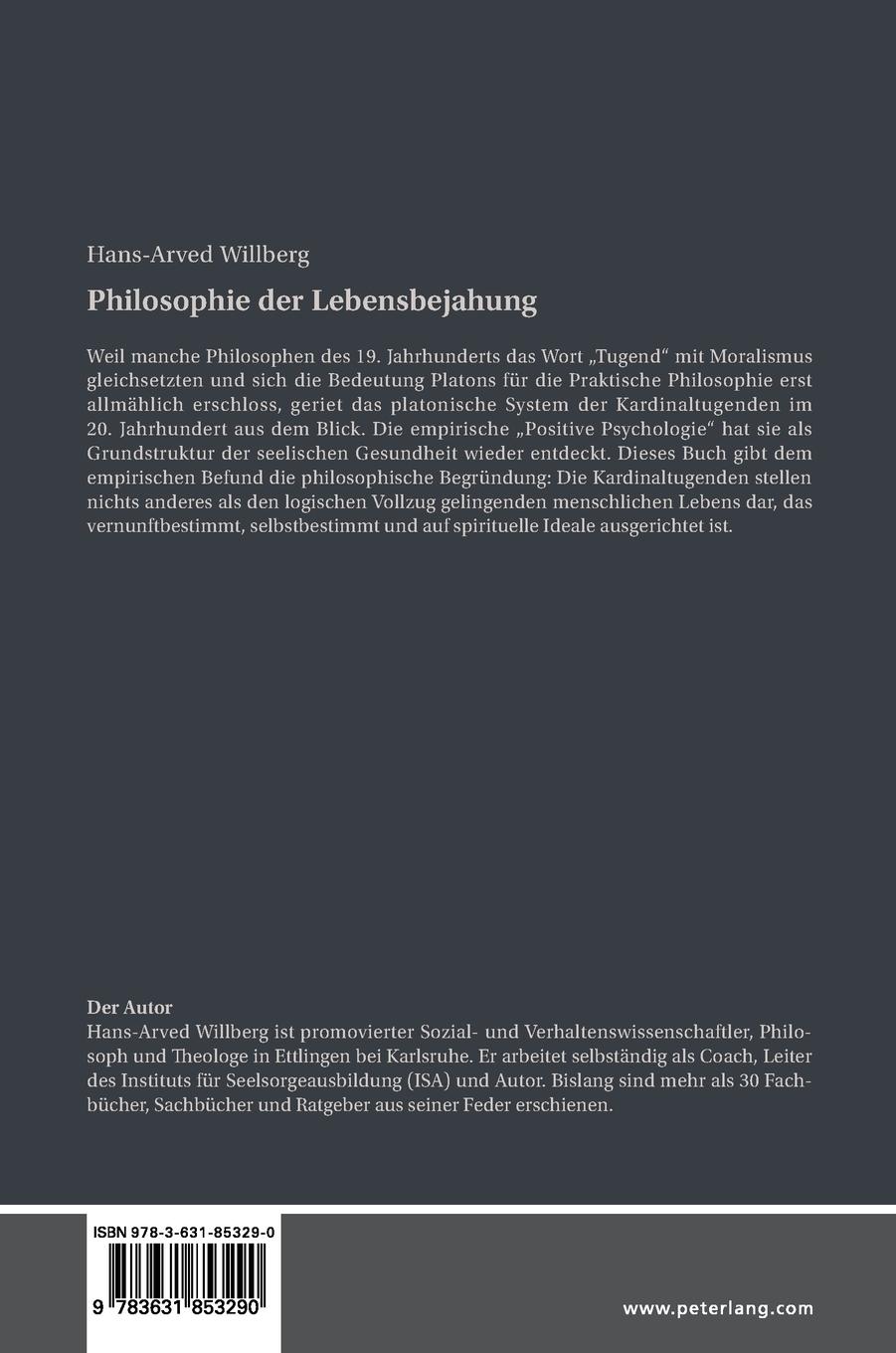 Rückseitencover Philosophie der Lebensbejahung