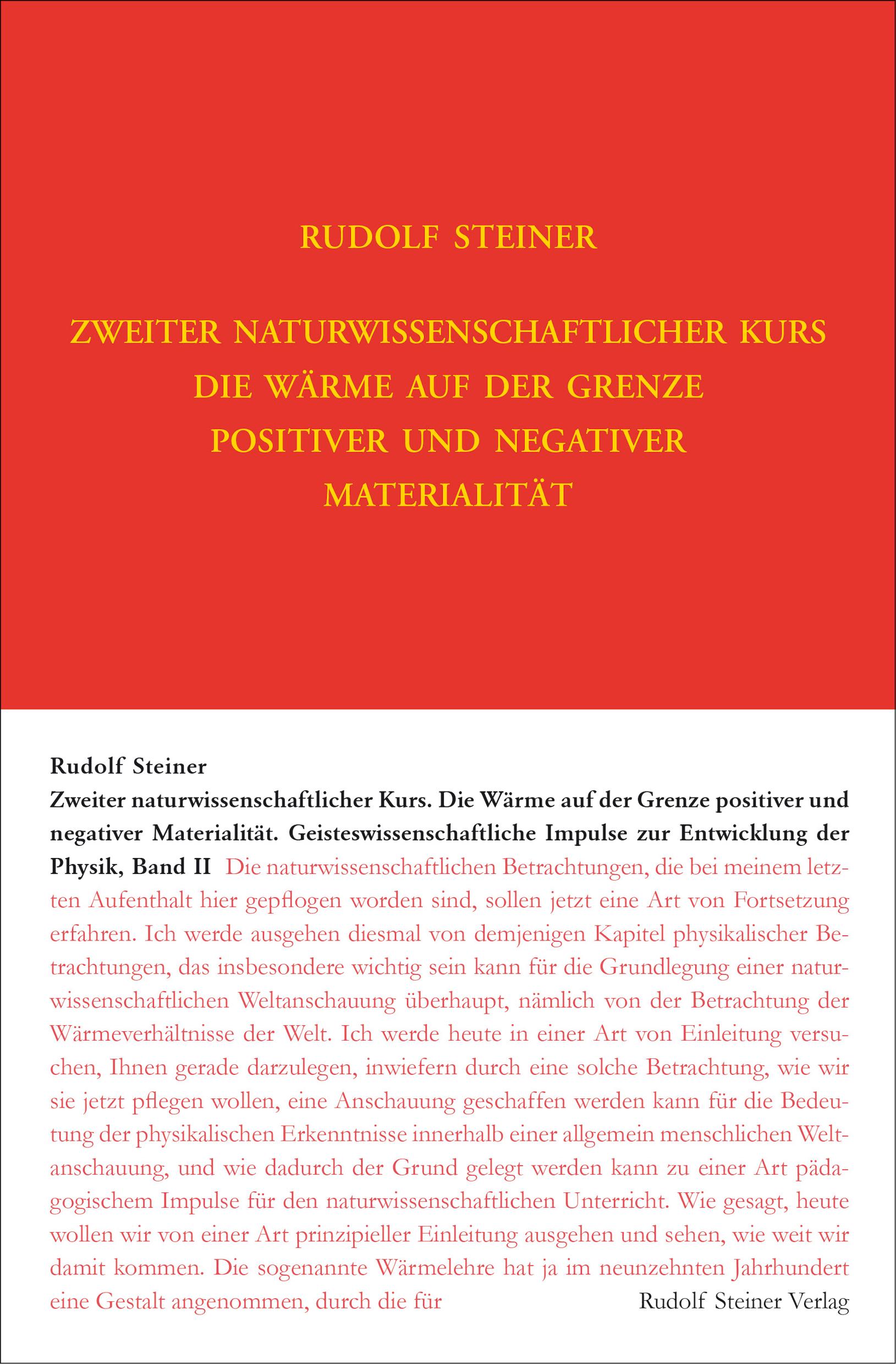 Vorderes Coverbild Zweiter Naturwissenschaftlicher Kurs: Die Wärme auf der Grenze positiver und negativer Materialität
