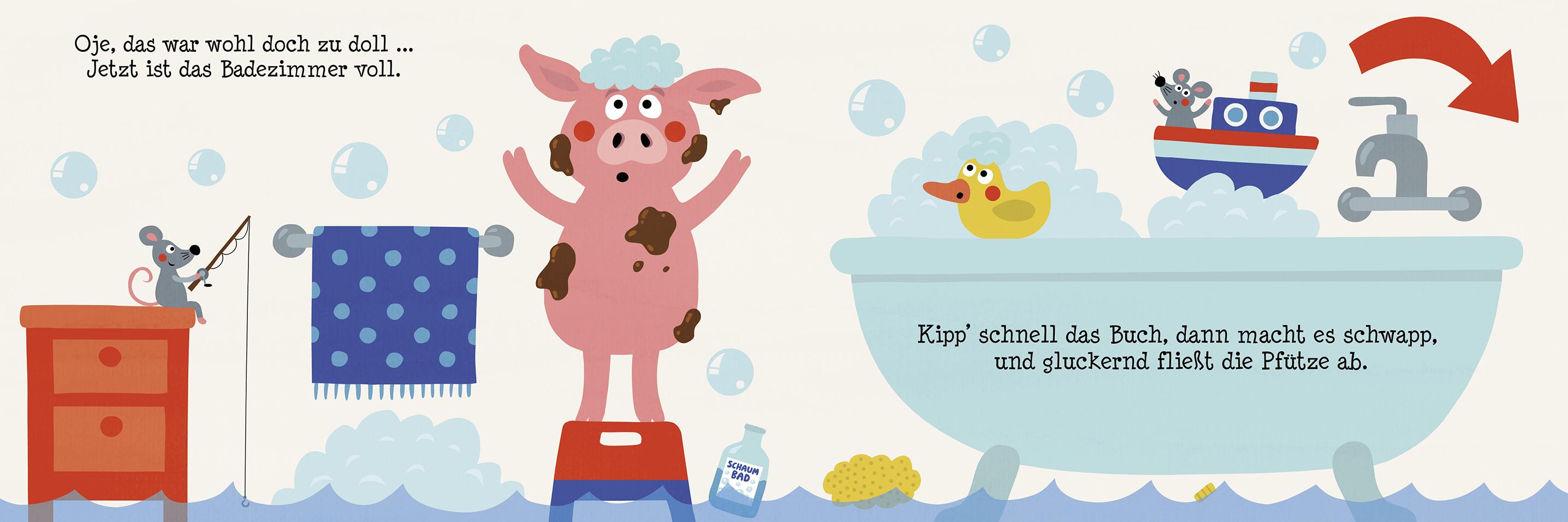 Beispielinhalt (Bild) Wie bekommen wir das Schwein bloß in die Badewanne rein?