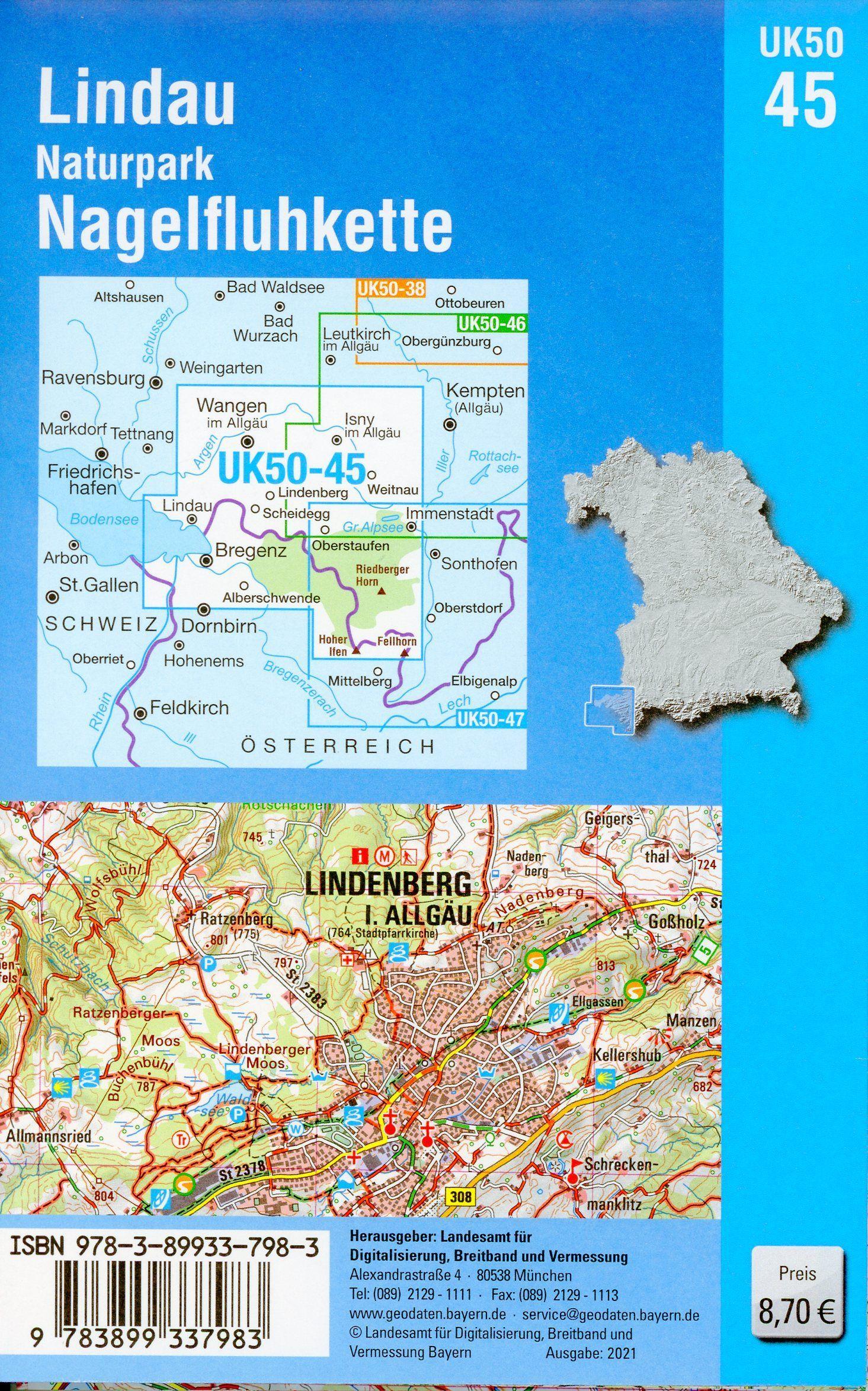 Beispielinhalt (Bild) Lindau, Naturpark Nagelfluhkette 1:50000 (UK50-45)