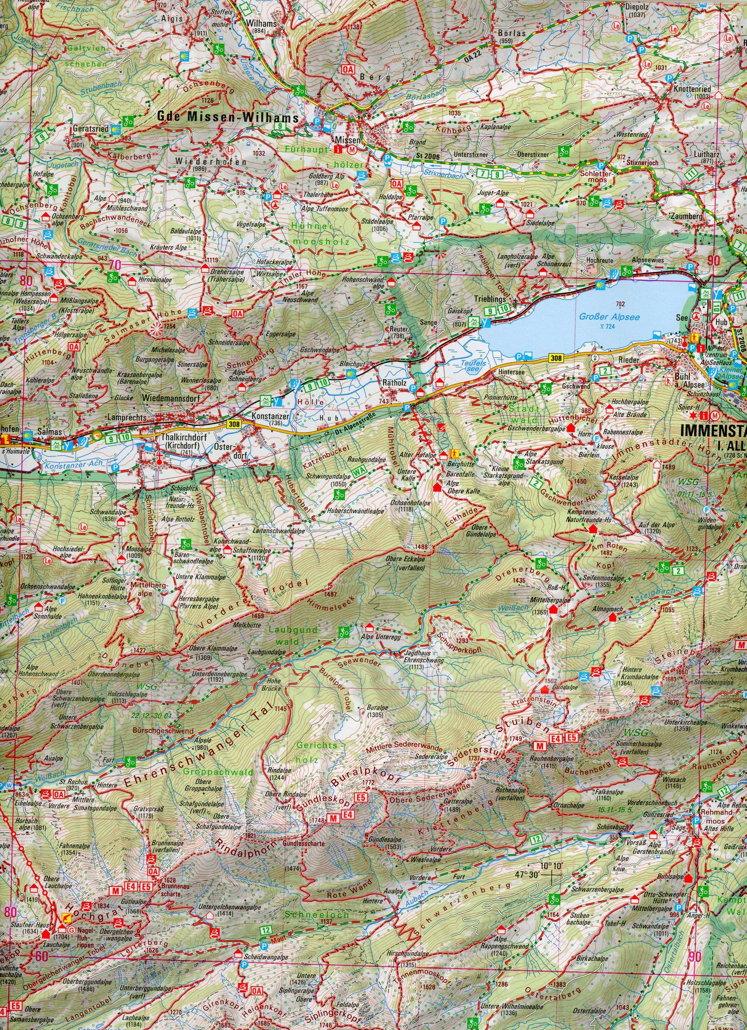 Beispielinhalt (Bild) Lindau, Naturpark Nagelfluhkette 1:50000 (UK50-45)