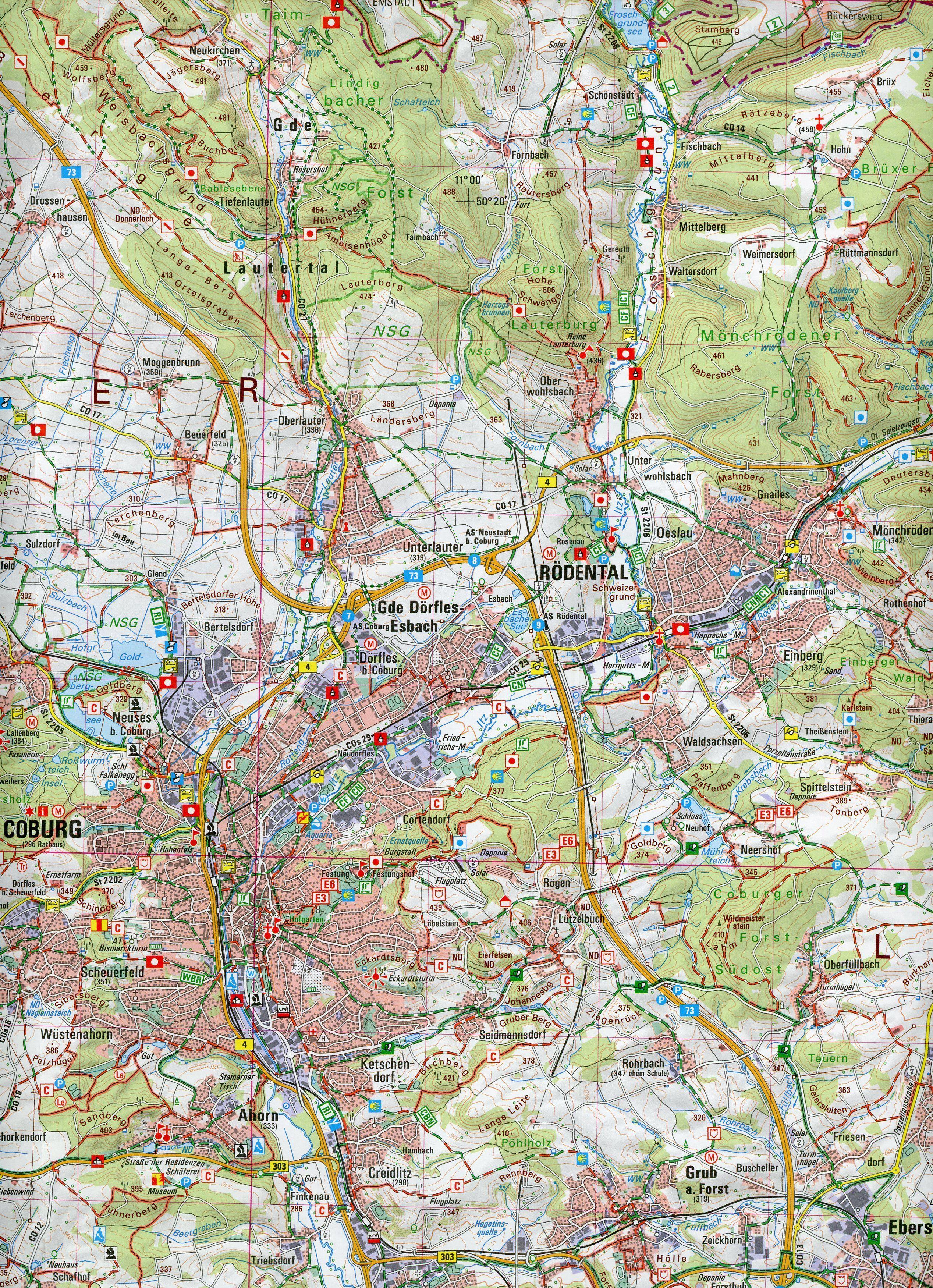 Beispielinhalt (Bild) Coburger Land, Oberes Maintal, Bamberg 1 : 50 000 (UK50-3)