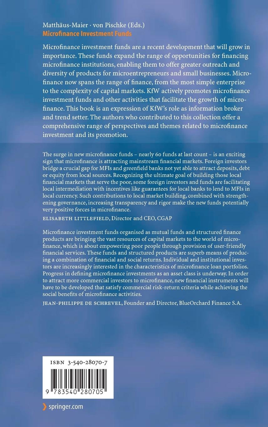 Rückseitencover Microfinance Investment Funds