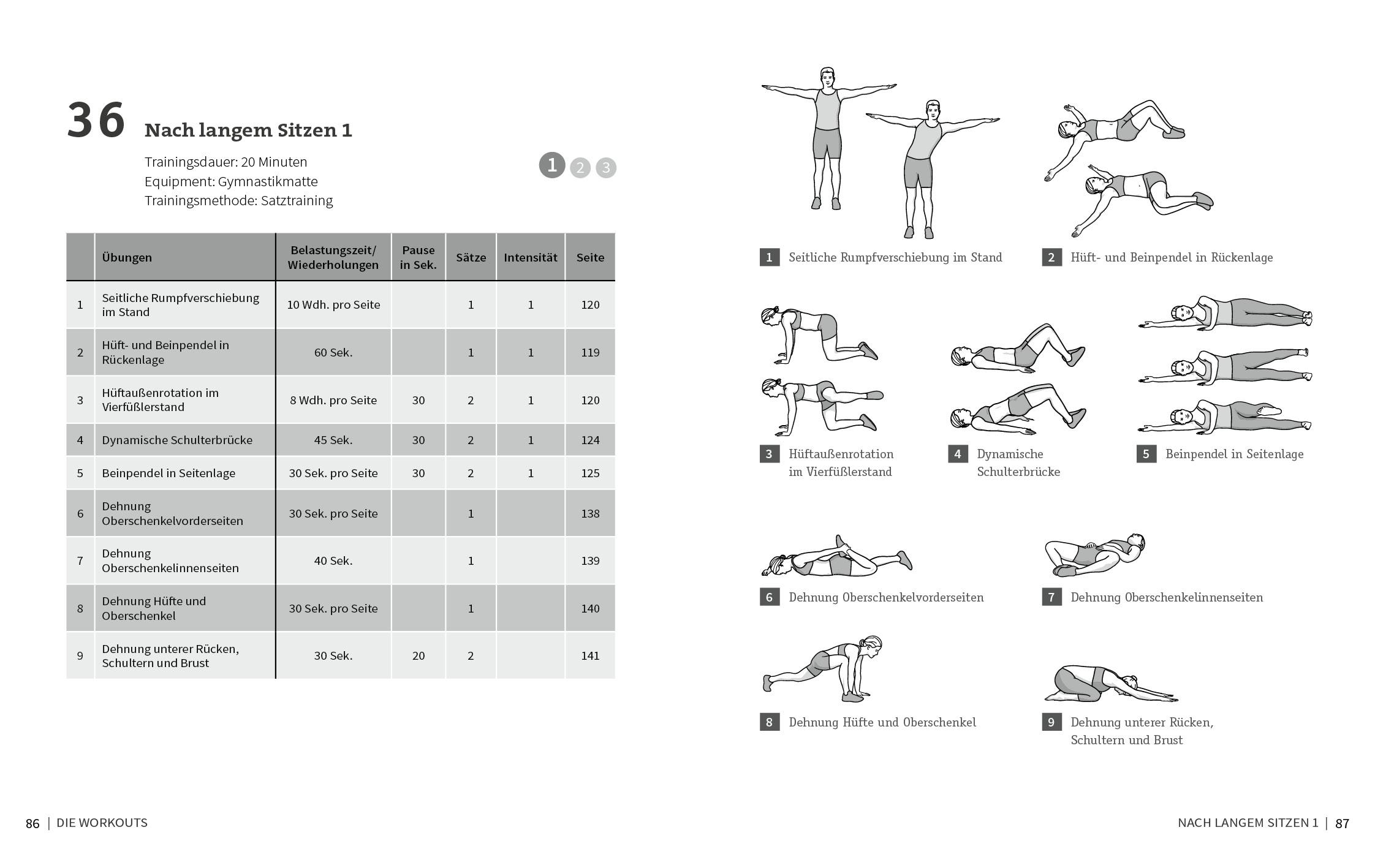 Beispielinhalt (Bild) 50 Workouts gegen Rückenschmerzen