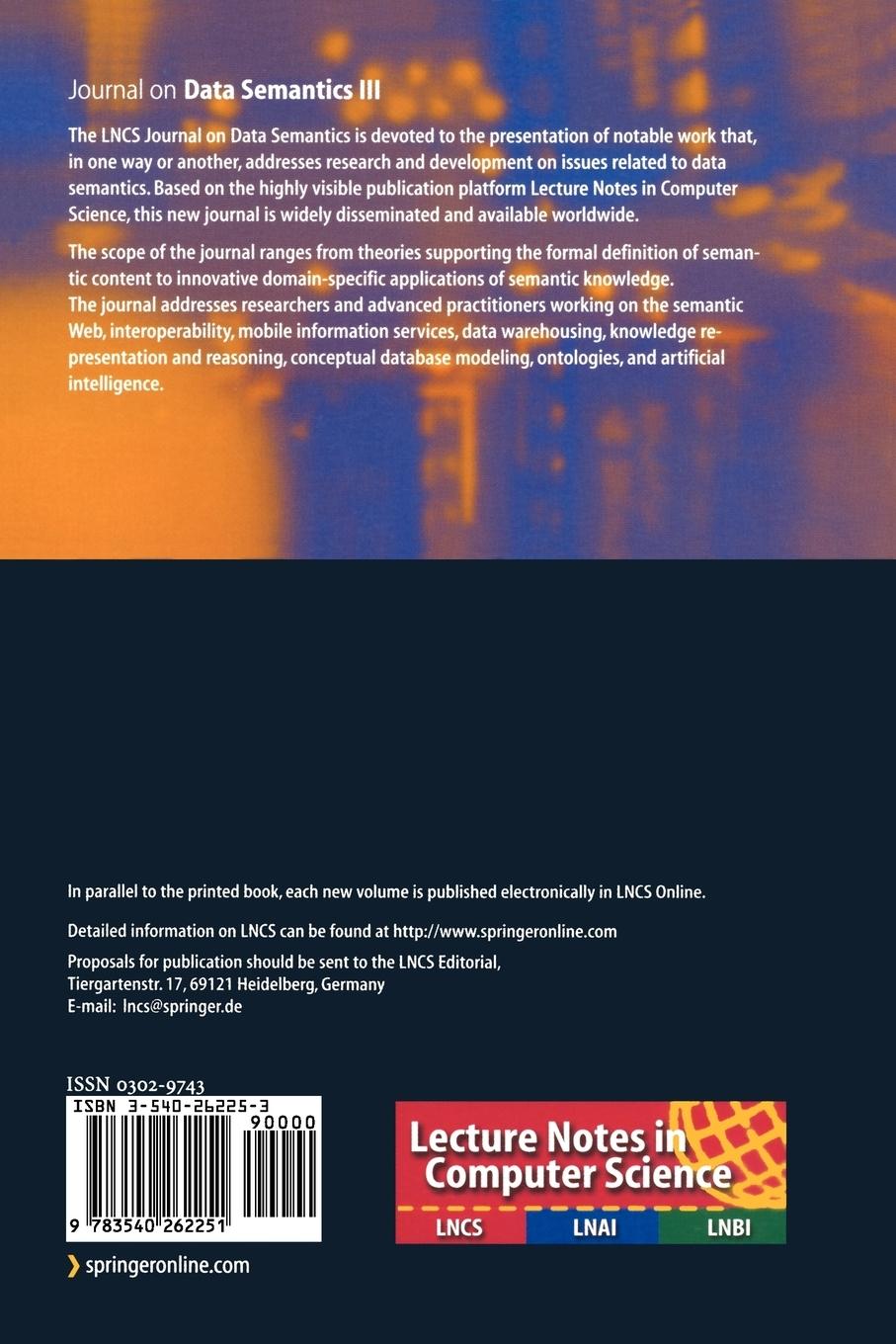 Rückseitencover Journal on Data Semantics III