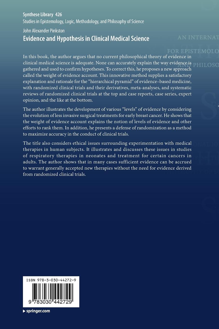 Rückseitencover Evidence and Hypothesis in Clinical Medical Science